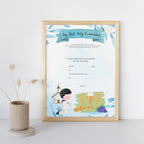 First Communion Certificate for Boys | Editable PDF - Printable A4 Letter size - Blue Color