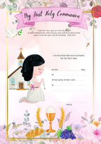 First Communion Certificate for Girls