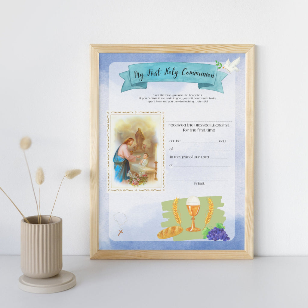 First Communion Certificate for Boys: Editable Keepsake (Printable PDF)