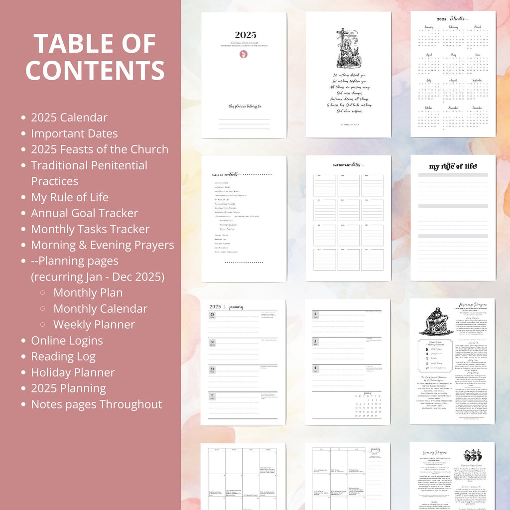 2025 Traditional Catholic Planner: Weekly & Monthly (PDF Printable)
