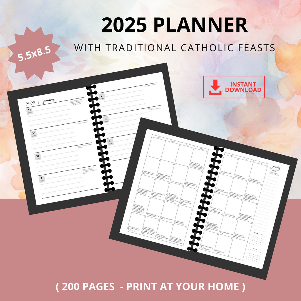 2025 Traditional Catholic Planner: Weekly & Monthly (PDF Printable)