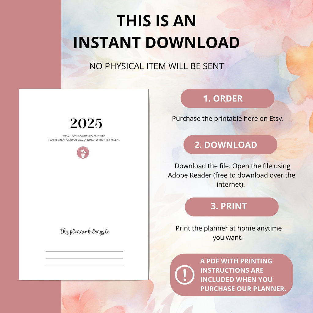 2025 Traditional Catholic Planner: Weekly & Monthly (PDF Printable)
