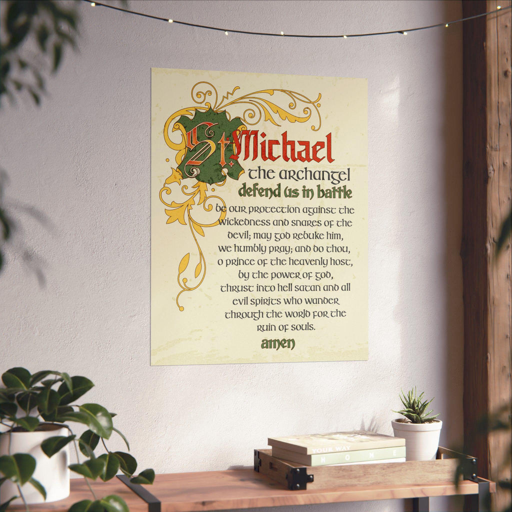 Prayer to Saint Michael Archangel Vertical Poster, Matte Wall Art, Religious Home Decor, Catholic Gift, Spiritual Wall Hanging, Christian