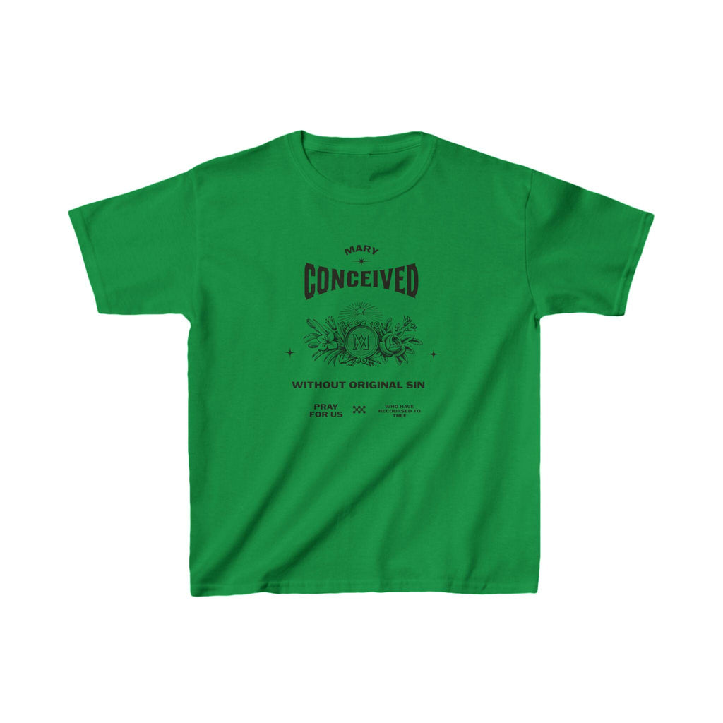 Kids Mary Conceived Without Original Sin Catholic Tee, Religious Youth Shirt