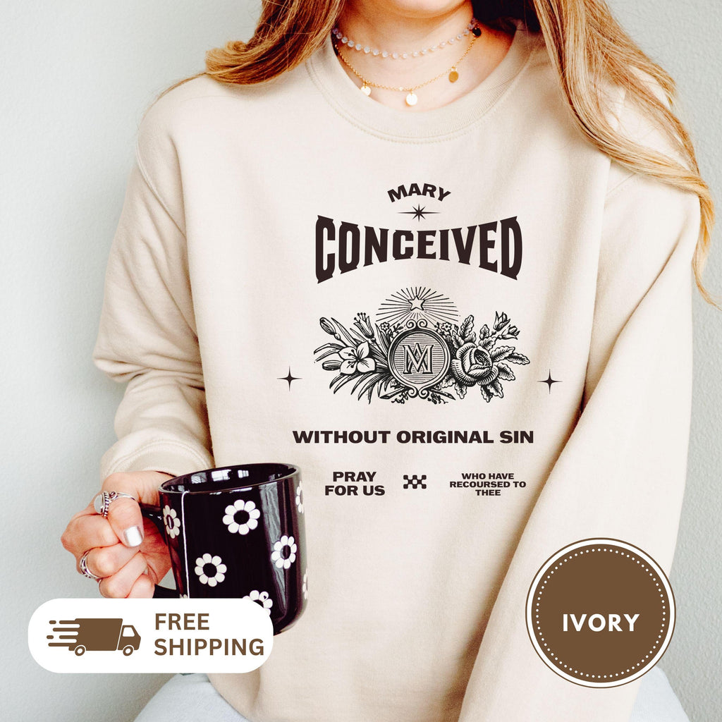 Marian Prayer Unisex Sweatshirt, Blessed Virgin Mary Devotional Crewneck, Catholic Religious Lightweight Jumper, Religious Gift for Him Her,
