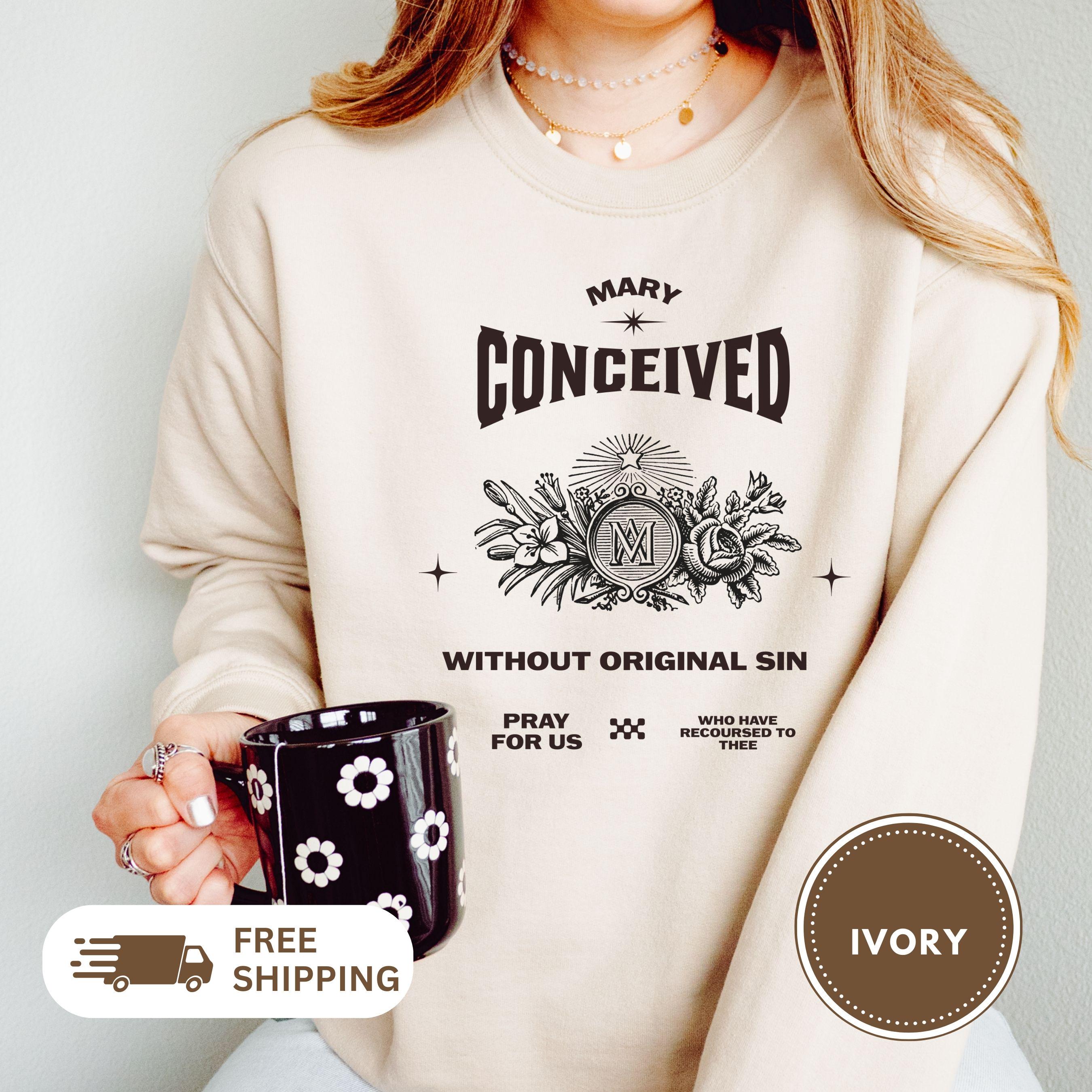 Marian Prayer Unisex Sweatshirt, Blessed Virgin Mary Devotional Crewneck, Catholic Religious Lightweight Jumper, Religious Gift for Him Her,