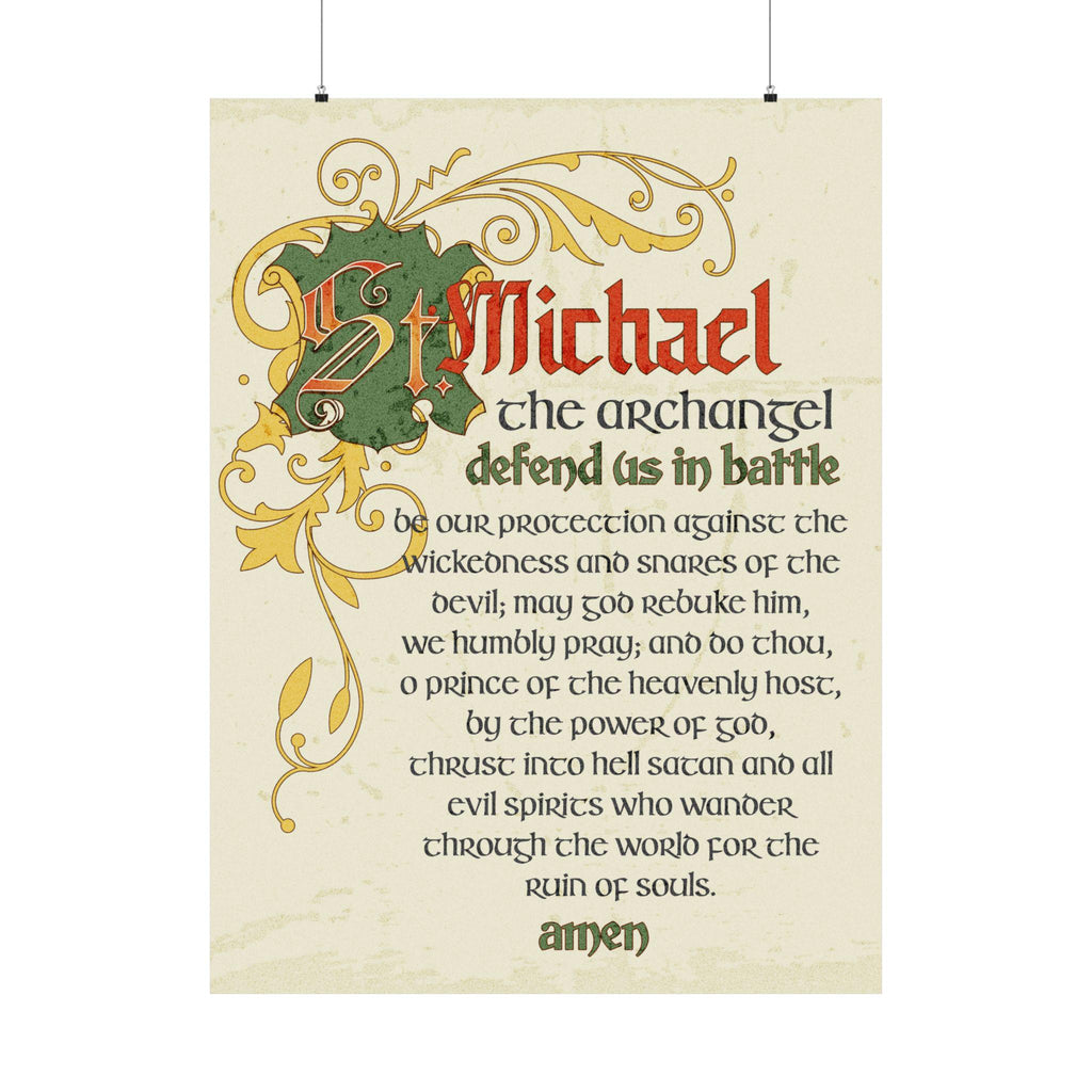 Prayer to Saint Michael Archangel Vertical Poster, Matte Wall Art, Religious Home Decor, Catholic Gift, Spiritual Wall Hanging, Christian