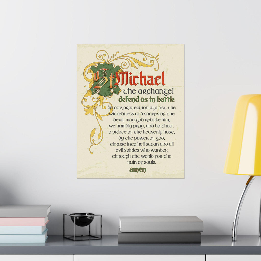 Prayer to Saint Michael Archangel Vertical Poster, Matte Wall Art, Religious Home Decor, Catholic Gift, Spiritual Wall Hanging, Christian