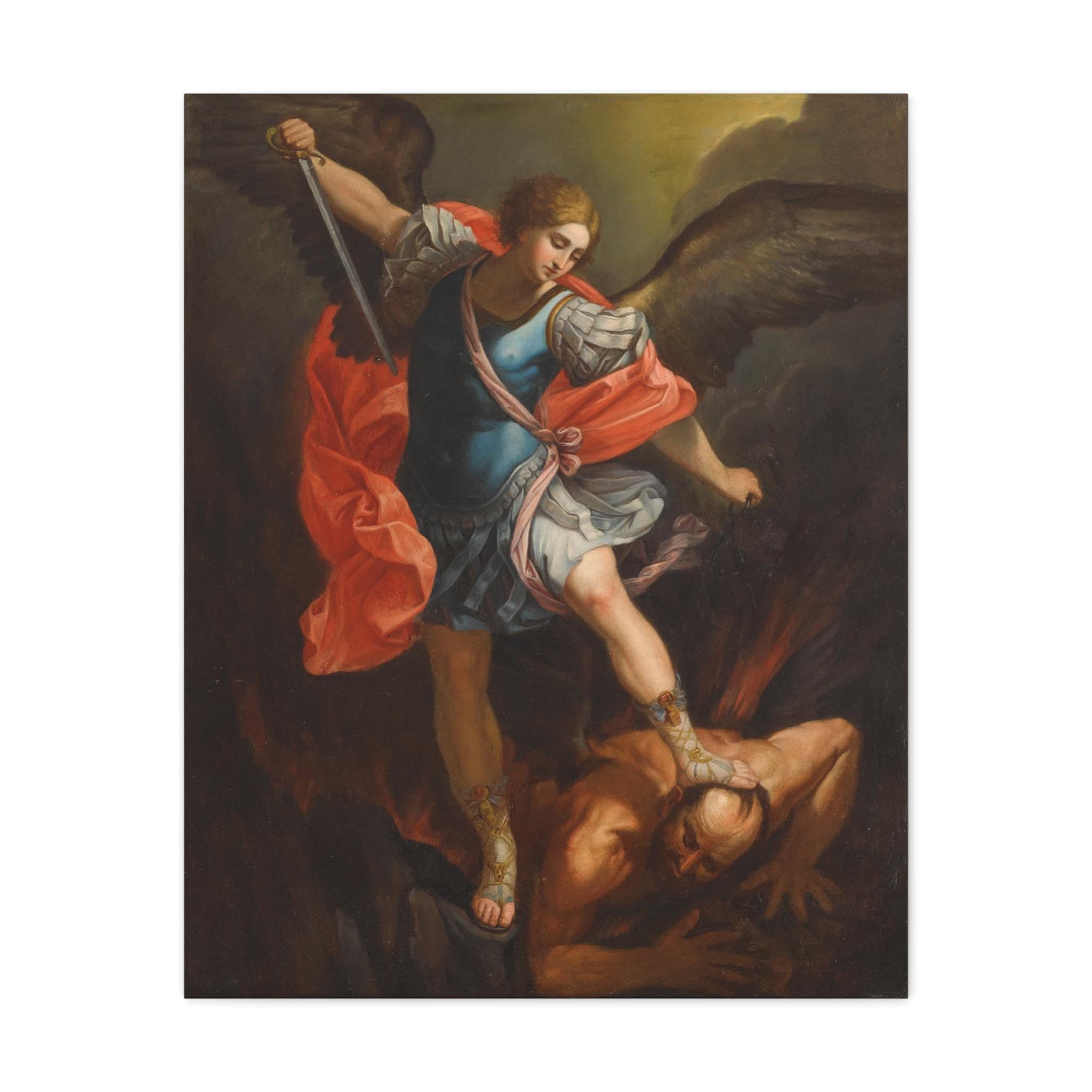 st michael archangel, archangel michael, st michael poster, catholic poster, st michael canvas, st michael painting, catholic canvas art, catholic gift, catholic painting, saint michael canvas, christian wall art, religious canvas, religious wall art
