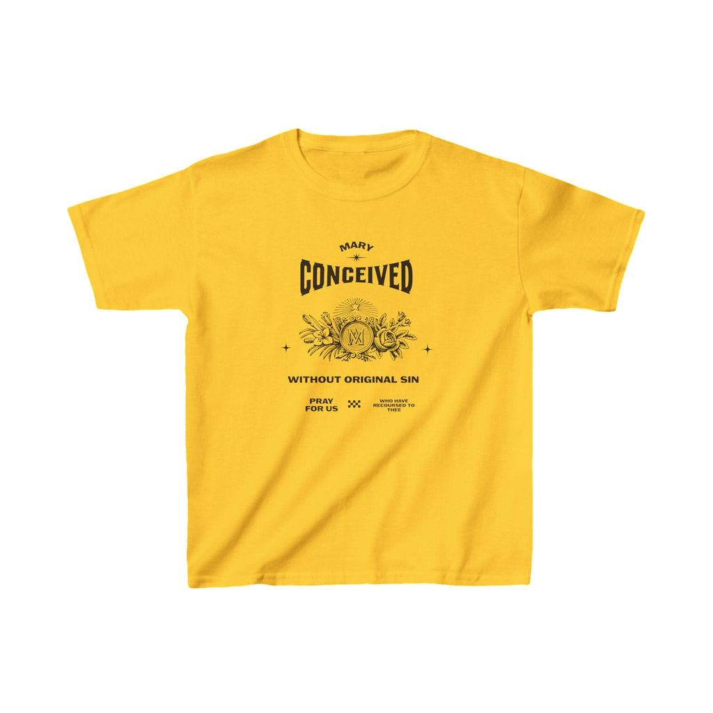 Kids Mary Conceived Without Original Sin Catholic Tee, Religious Youth Shirt