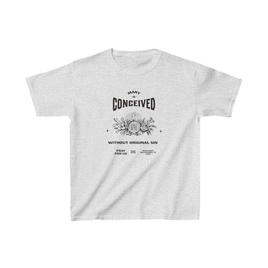 Kids Mary Conceived Without Original Sin Catholic Tee, Religious Youth Shirt