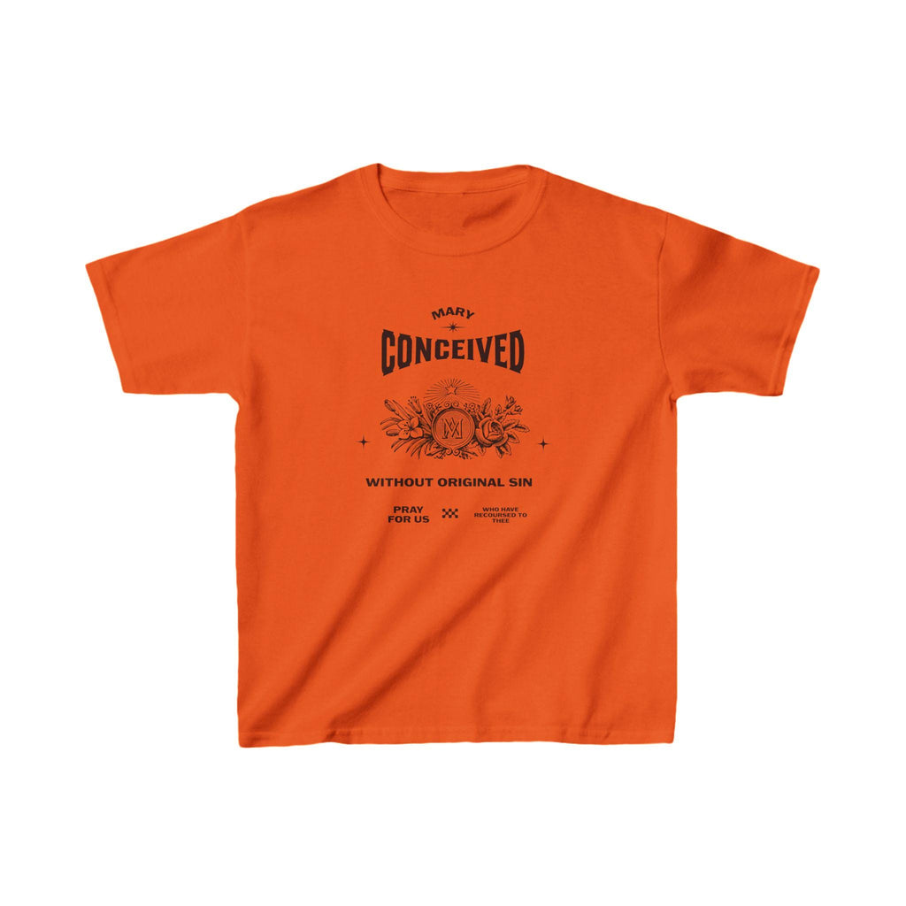 Kids Mary Conceived Without Original Sin Catholic Tee, Religious Youth Shirt