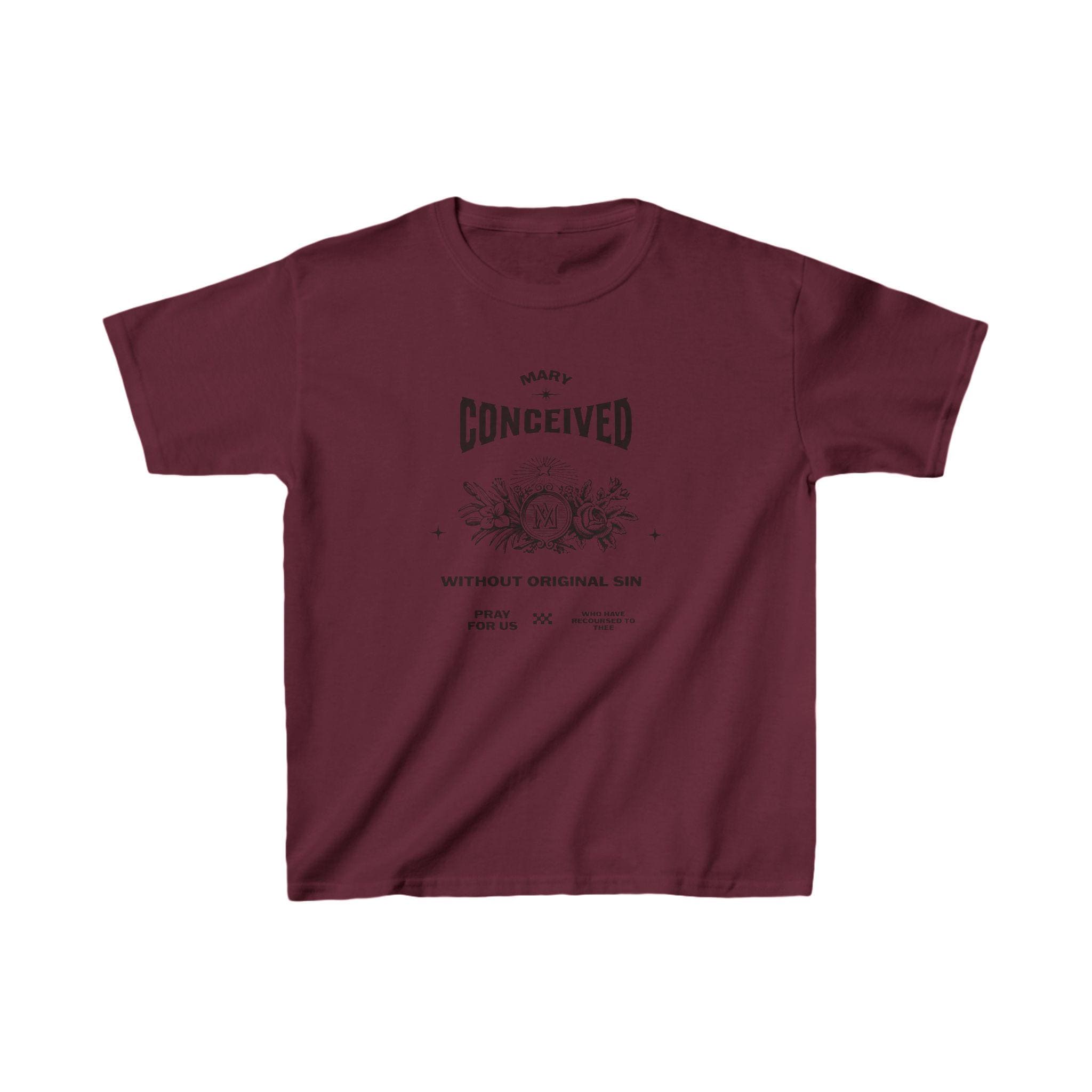 Kids Mary Conceived Without Original Sin Catholic Tee, Religious Youth Shirt