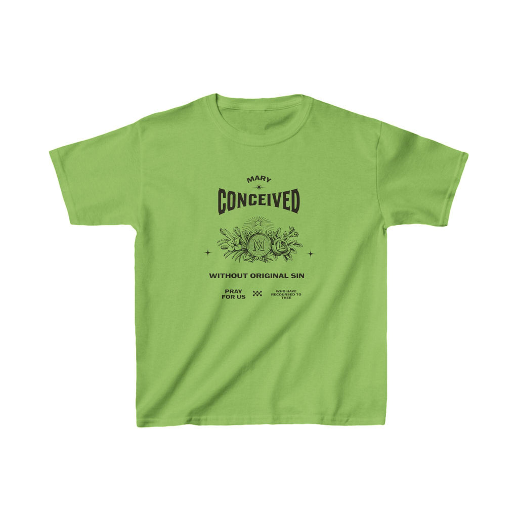 Kids Mary Conceived Without Original Sin Catholic Tee, Religious Youth Shirt