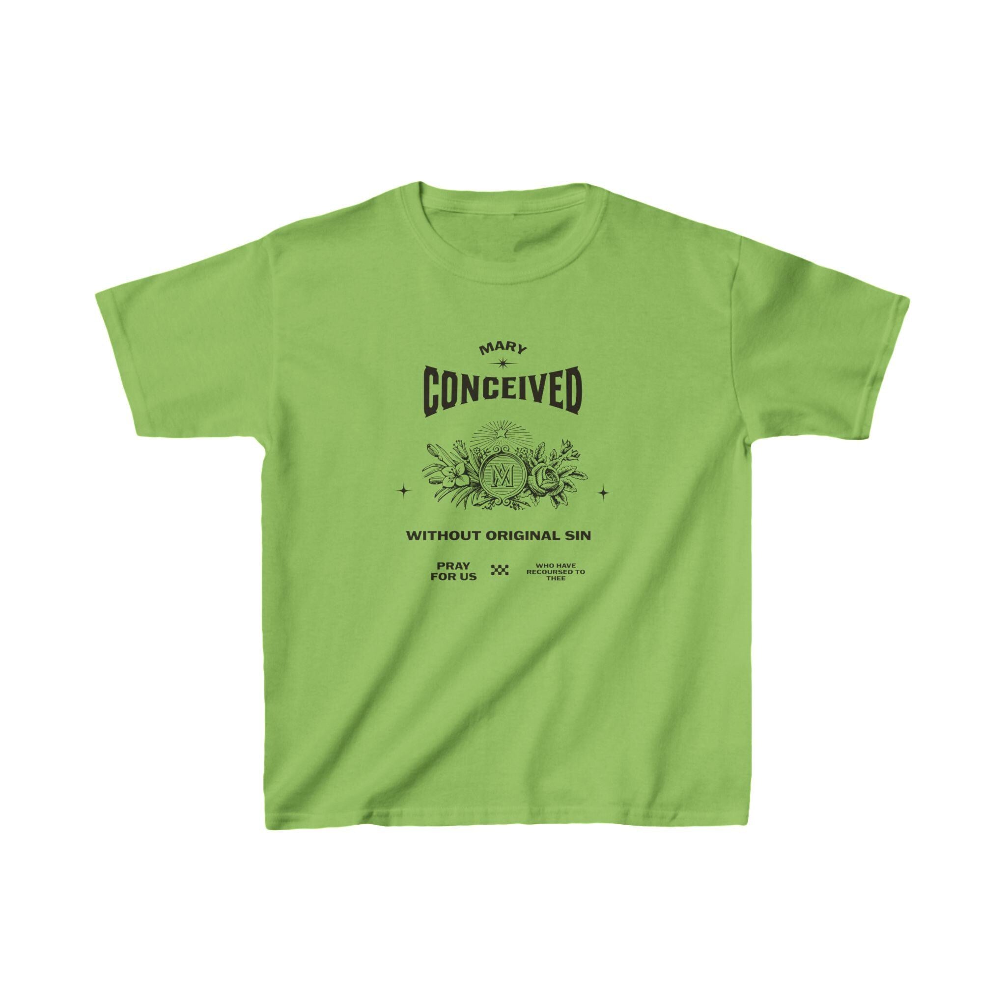 Kids Mary Conceived Without Original Sin Catholic Tee, Religious Youth Shirt