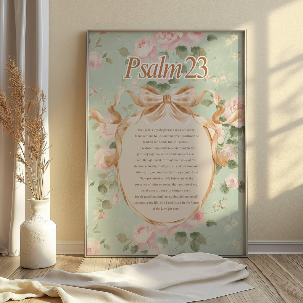 Psalm 23 Digital Wall Art, Printable Scripture Quotes, Christian Home Decor, Inspirational Bible Prints