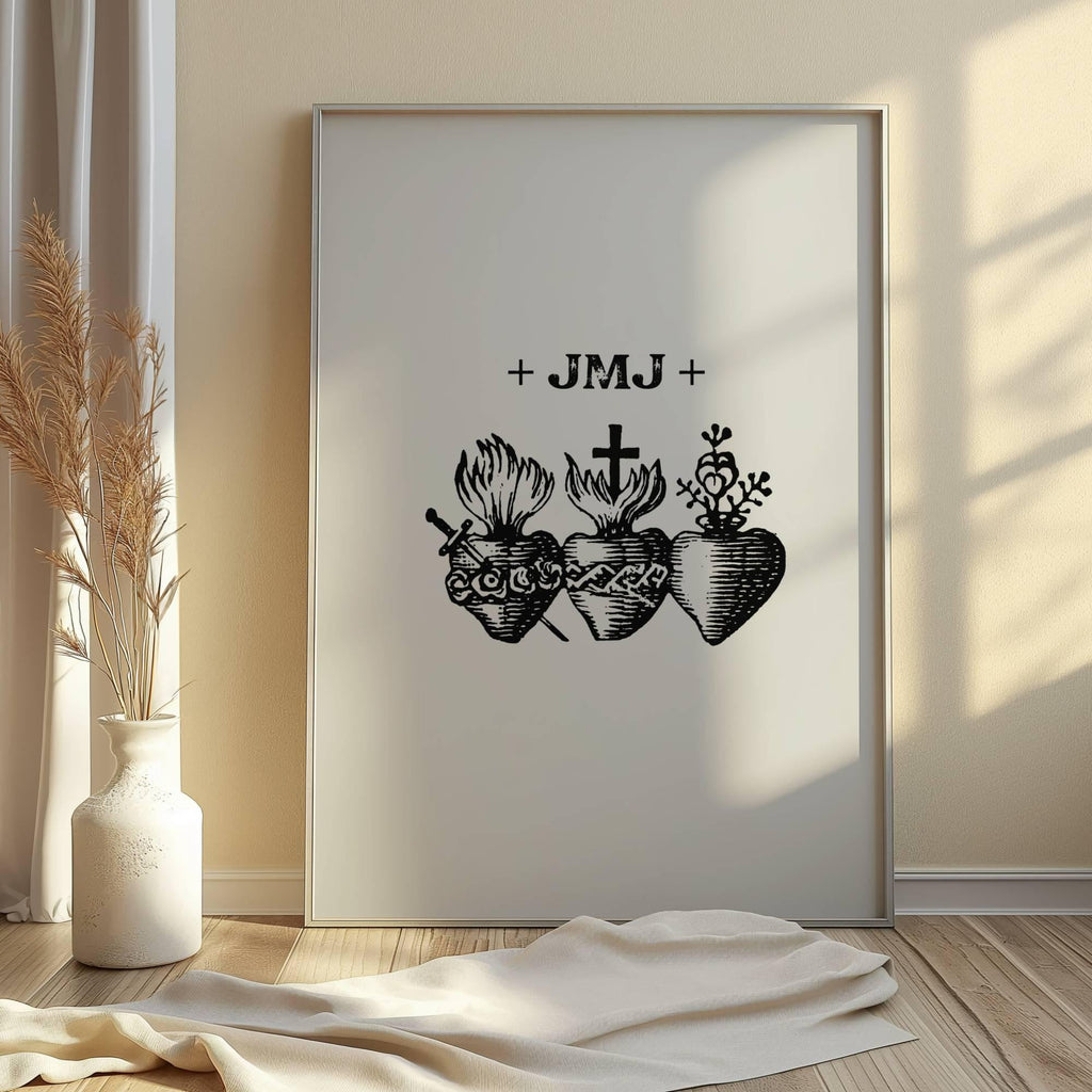 JMJ Hearts Holy Family Print: Christian Home Decor (Digital Download)