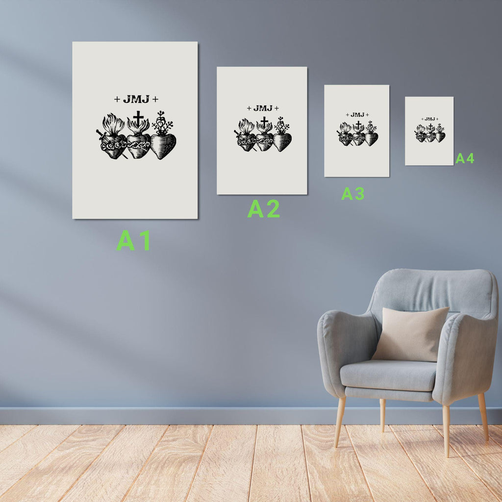 JMJ Hearts Holy Family Print: Christian Home Decor (Digital Download)