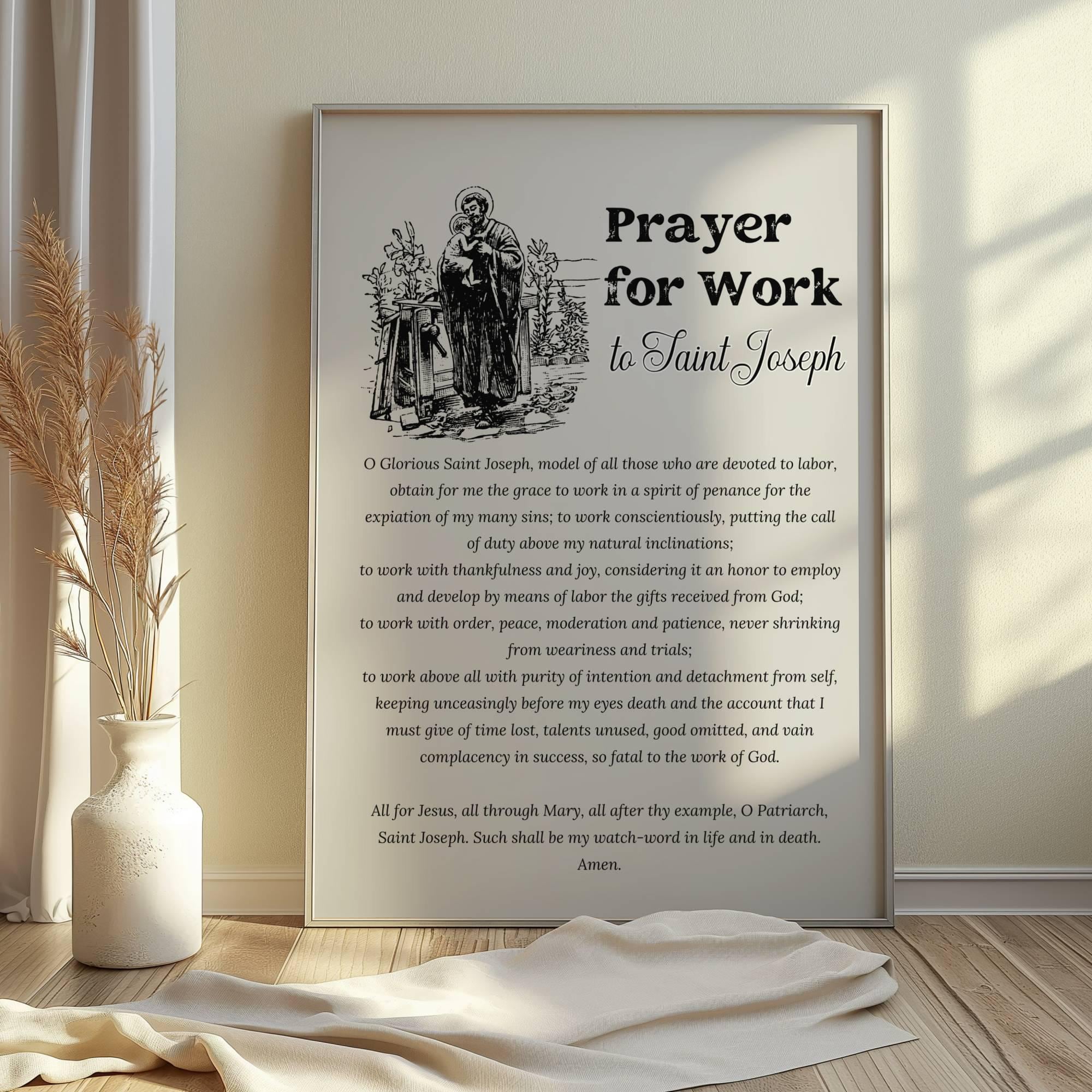 Saint Joseph Prayer for Work - Christian Home Decor (Digital Download)