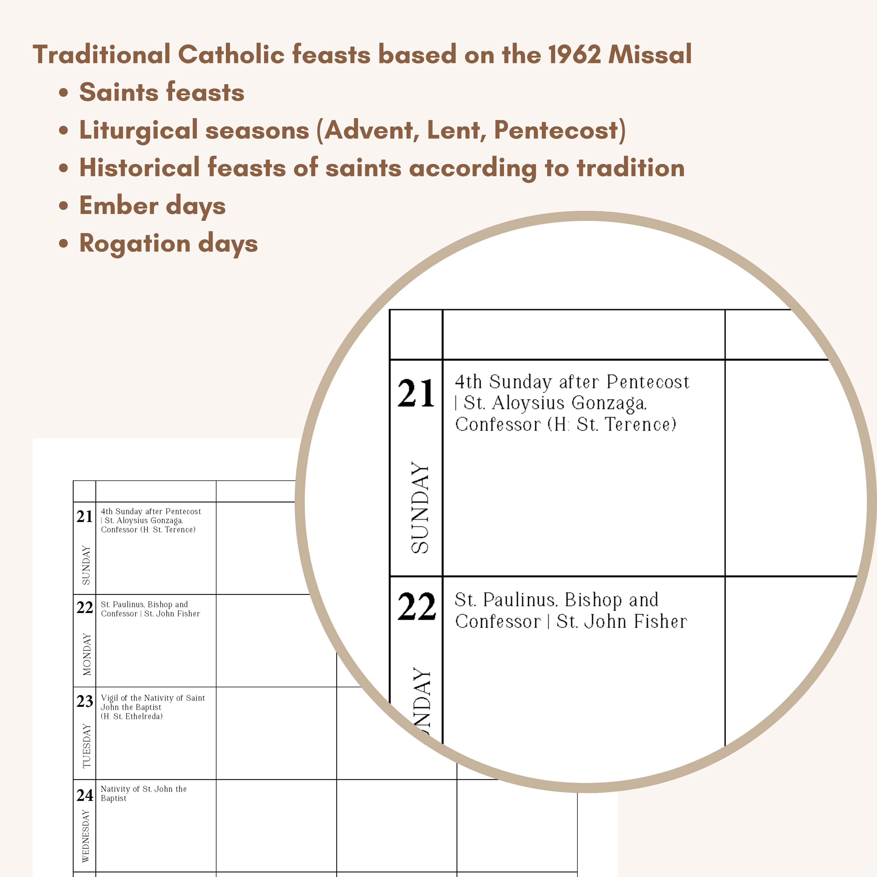 Traditional Catholic Planner 2025-2026: Latin Missal Feasts, Customizable Layout (PDF Download