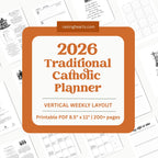 2026 Traditional Catholic Planner: Latin Mass Calendar, Vertical Layout (PDF Printable 8.5x11 Letter Size)