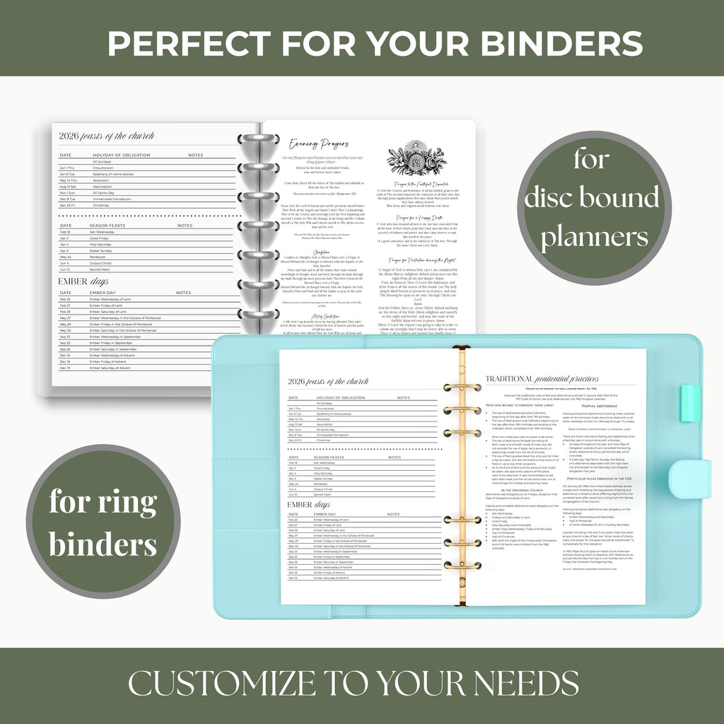 2026 Traditional Catholic Planner: Printable 8.5x11 Weekly Layout (PDF Download)