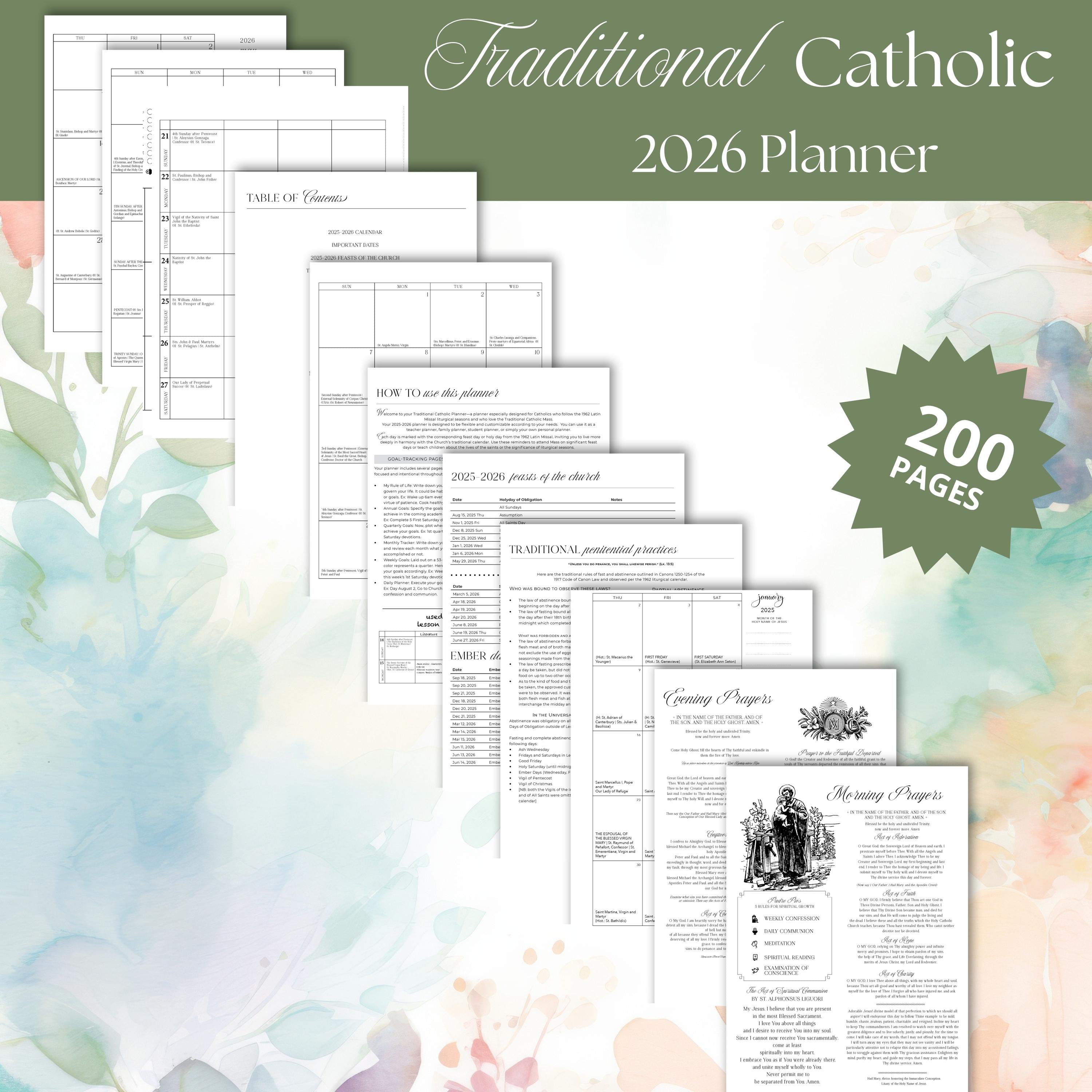 2026 Traditional Catholic Planner: Printable 8.5x11 Weekly Layout (PDF Download)