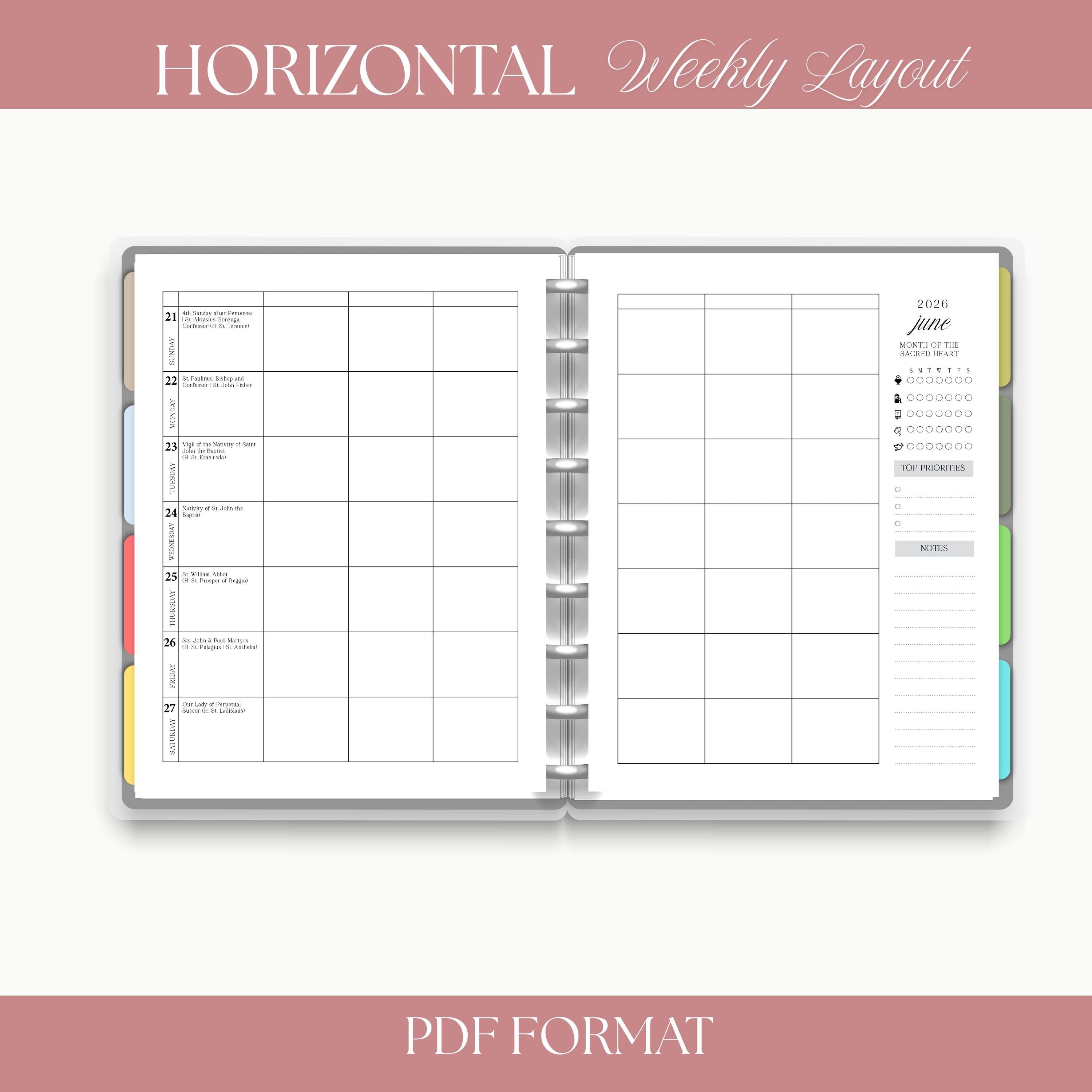 Traditional Catholic Planner 2025-2026: Latin Missal Feasts, Customizable Layout (PDF Download