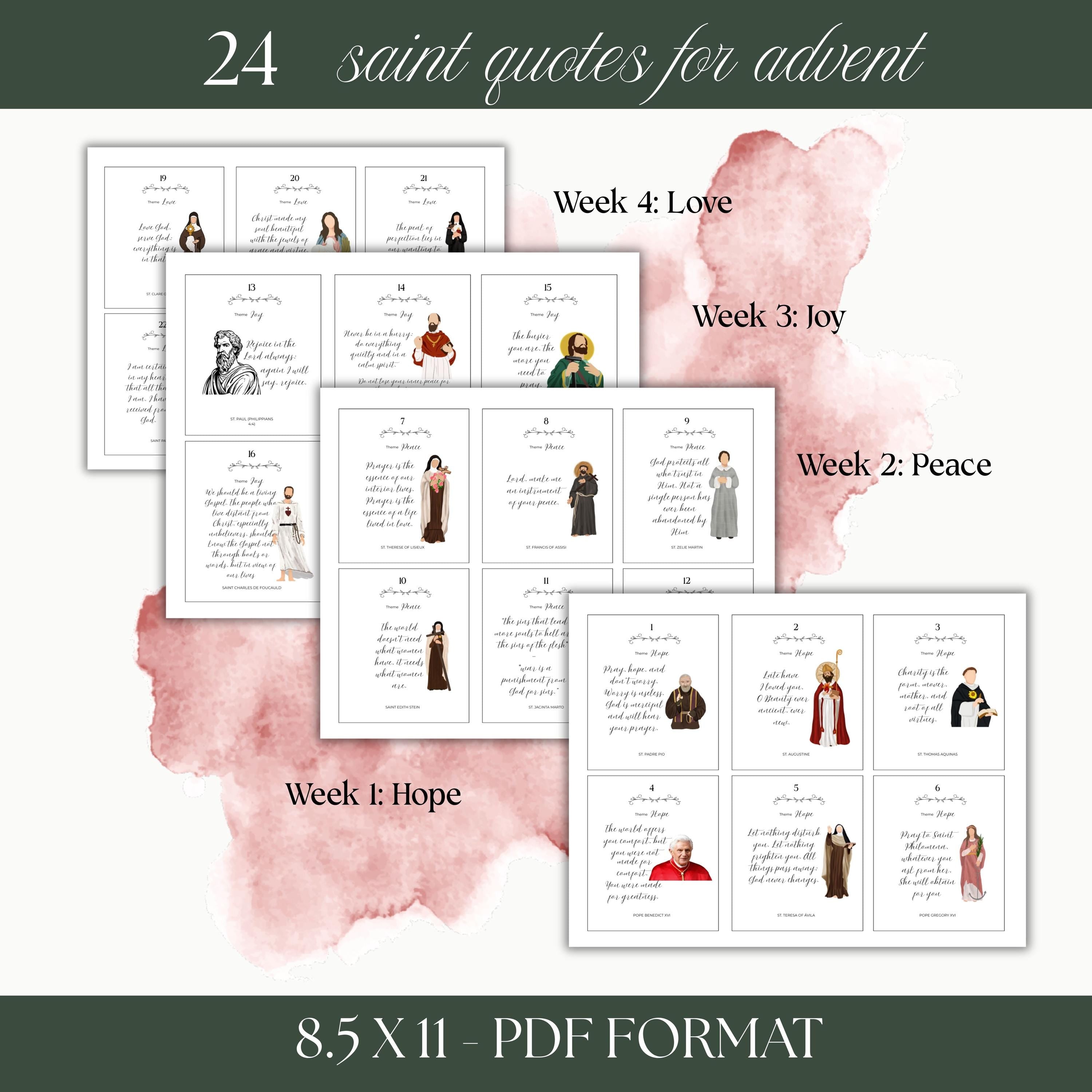 Catholic Saint Quotes Advent Calendar: Inspirational Daily Cards (Digital Download)