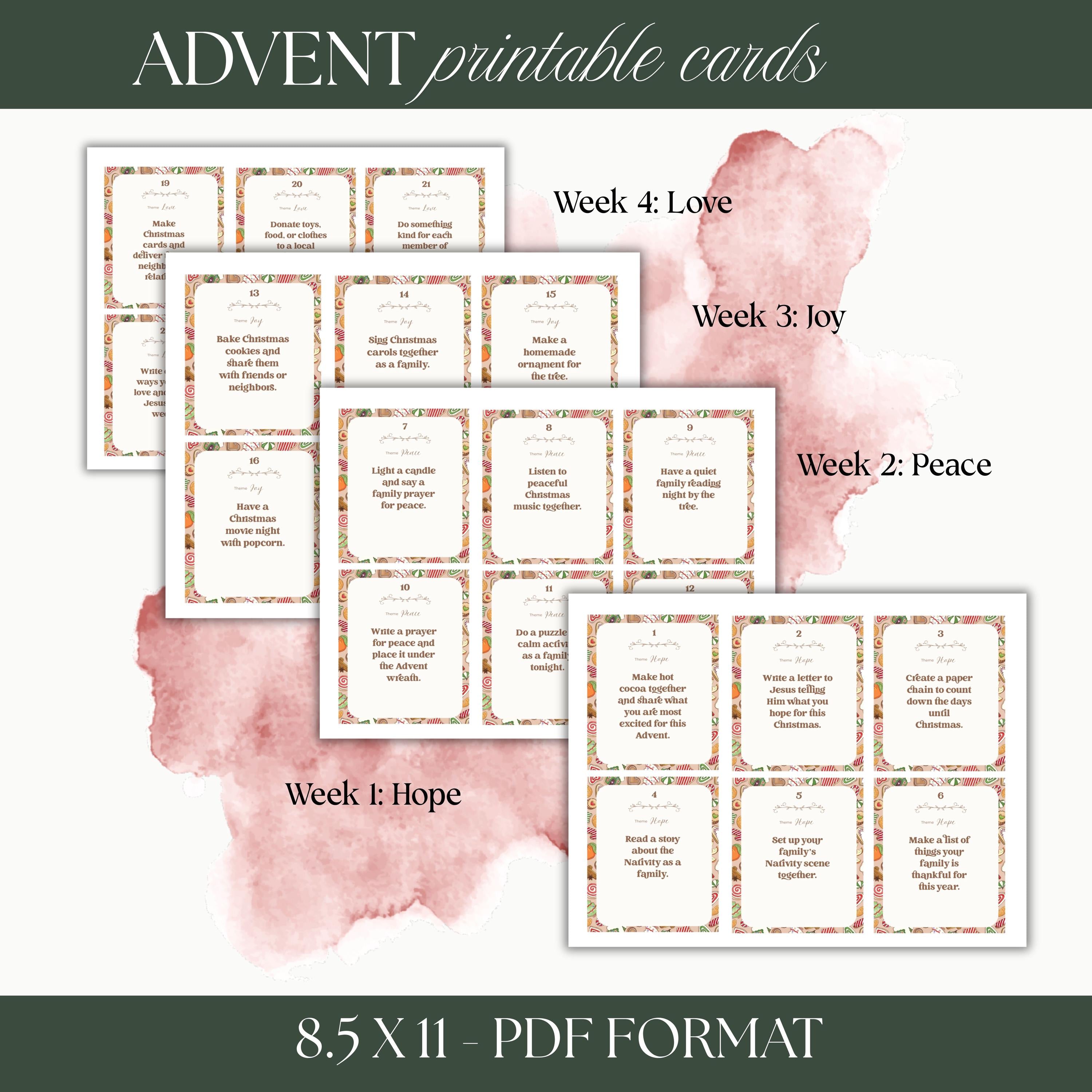 Printable Christmas Advent Calendar: 24 Family Activity Cards (Digital Download)