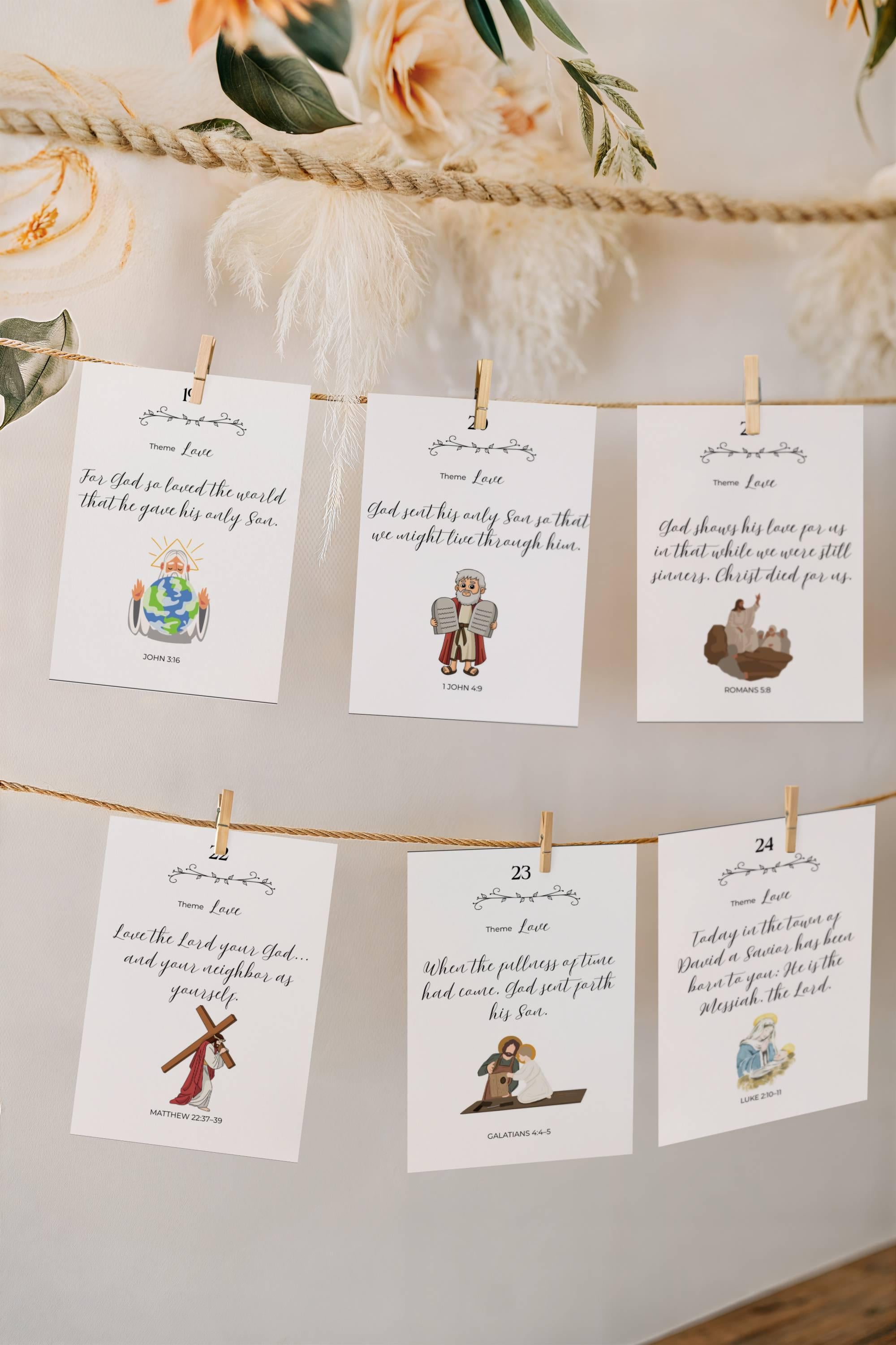 Printable Bible Verse Advent Calendar: Christian Family Scripture Cards (Digital Download)
