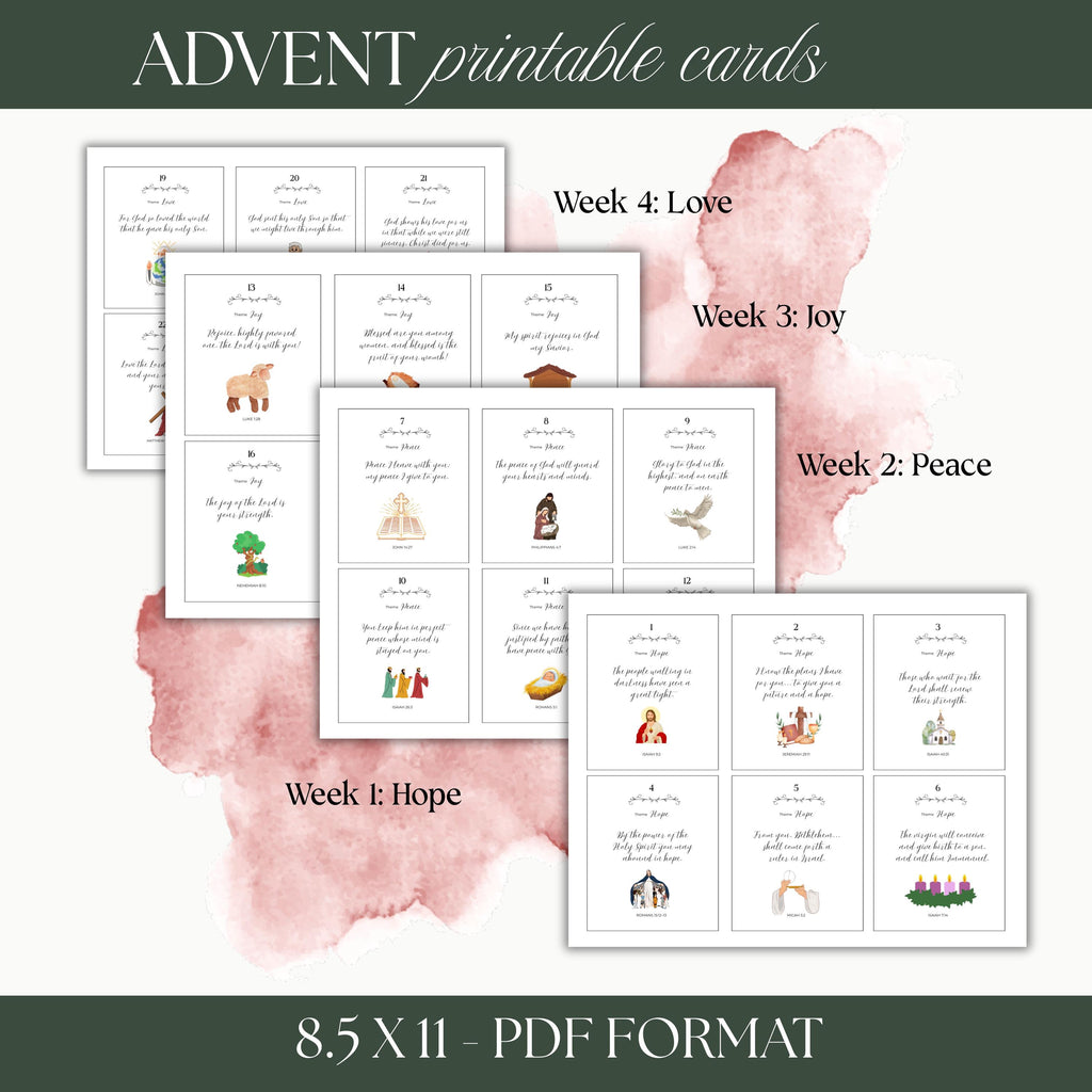 Printable Bible Verse Advent Calendar: Christian Family Scripture Cards (Digital Download)