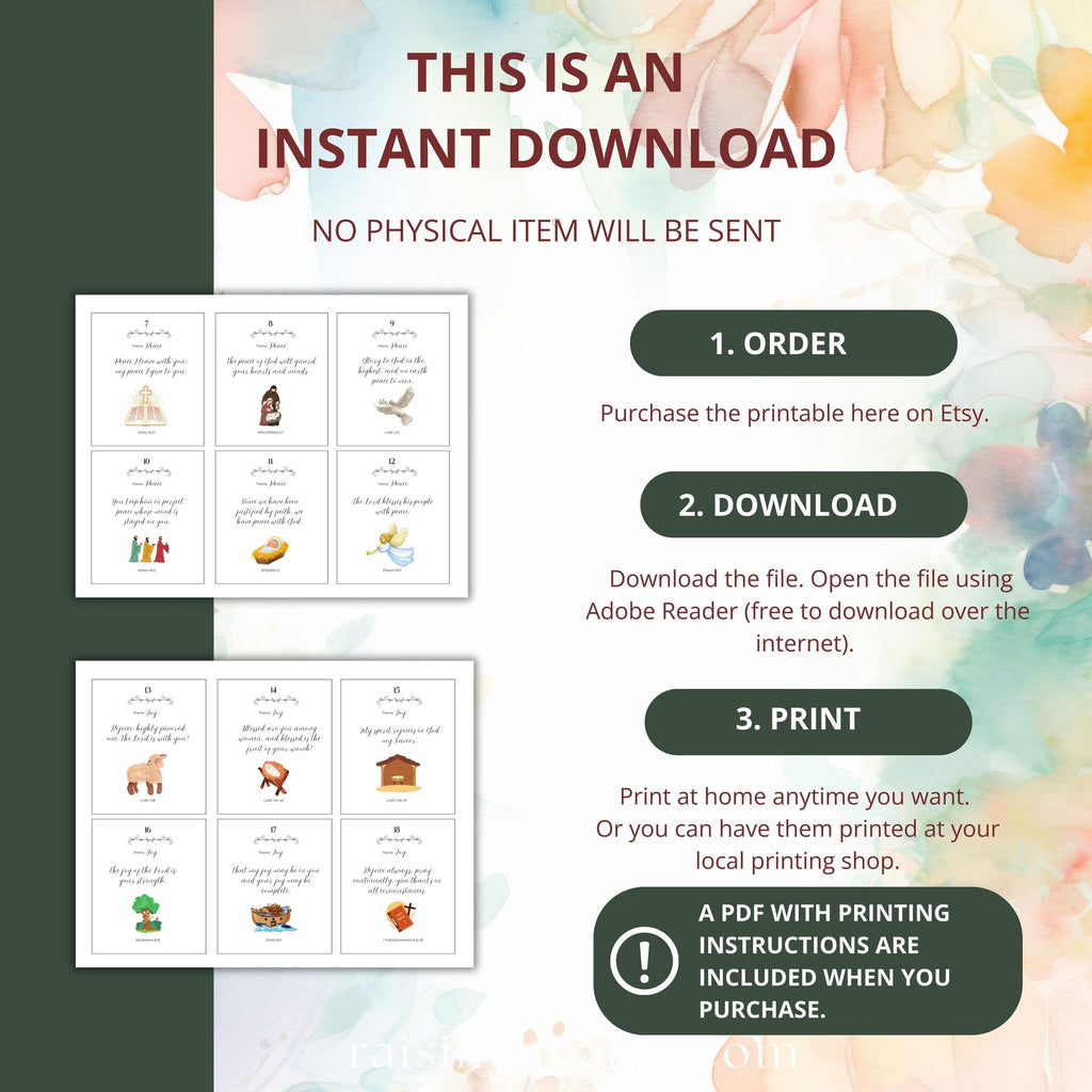 Printable Bible Verse Advent Calendar: Christian Family Scripture Cards (Digital Download)