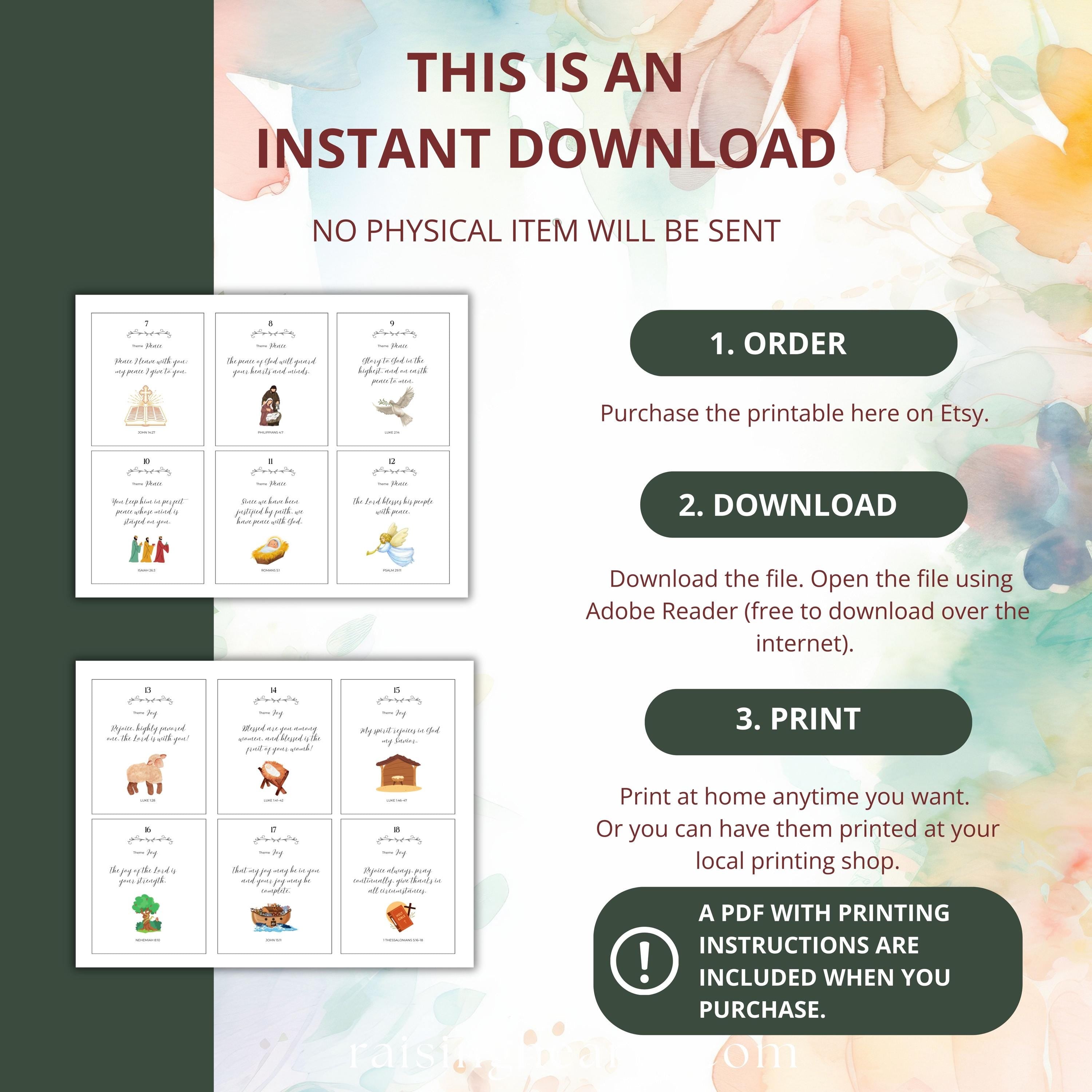 Printable Bible Verse Advent Calendar: Christian Family Scripture Cards (Digital Download)