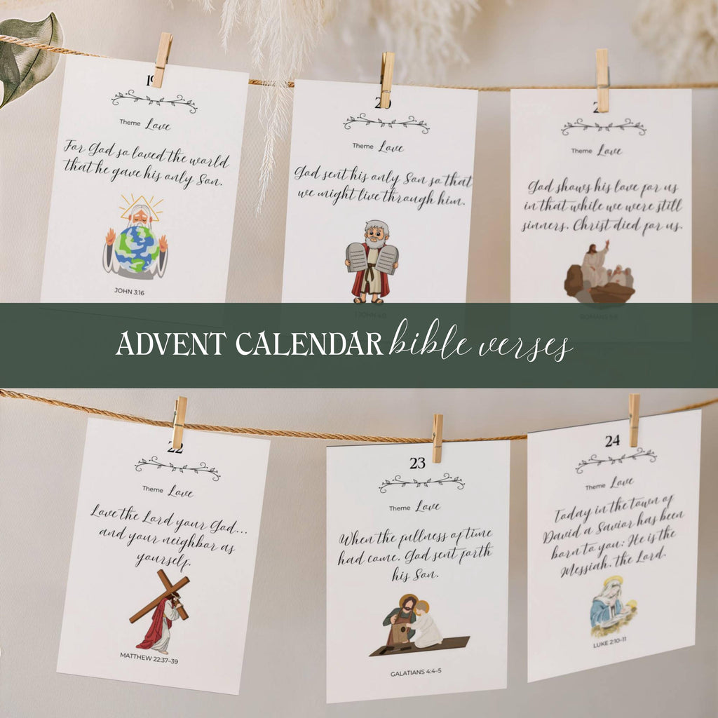 Printable Bible Verse Advent Calendar: Christian Family Scripture Cards (Digital Download)