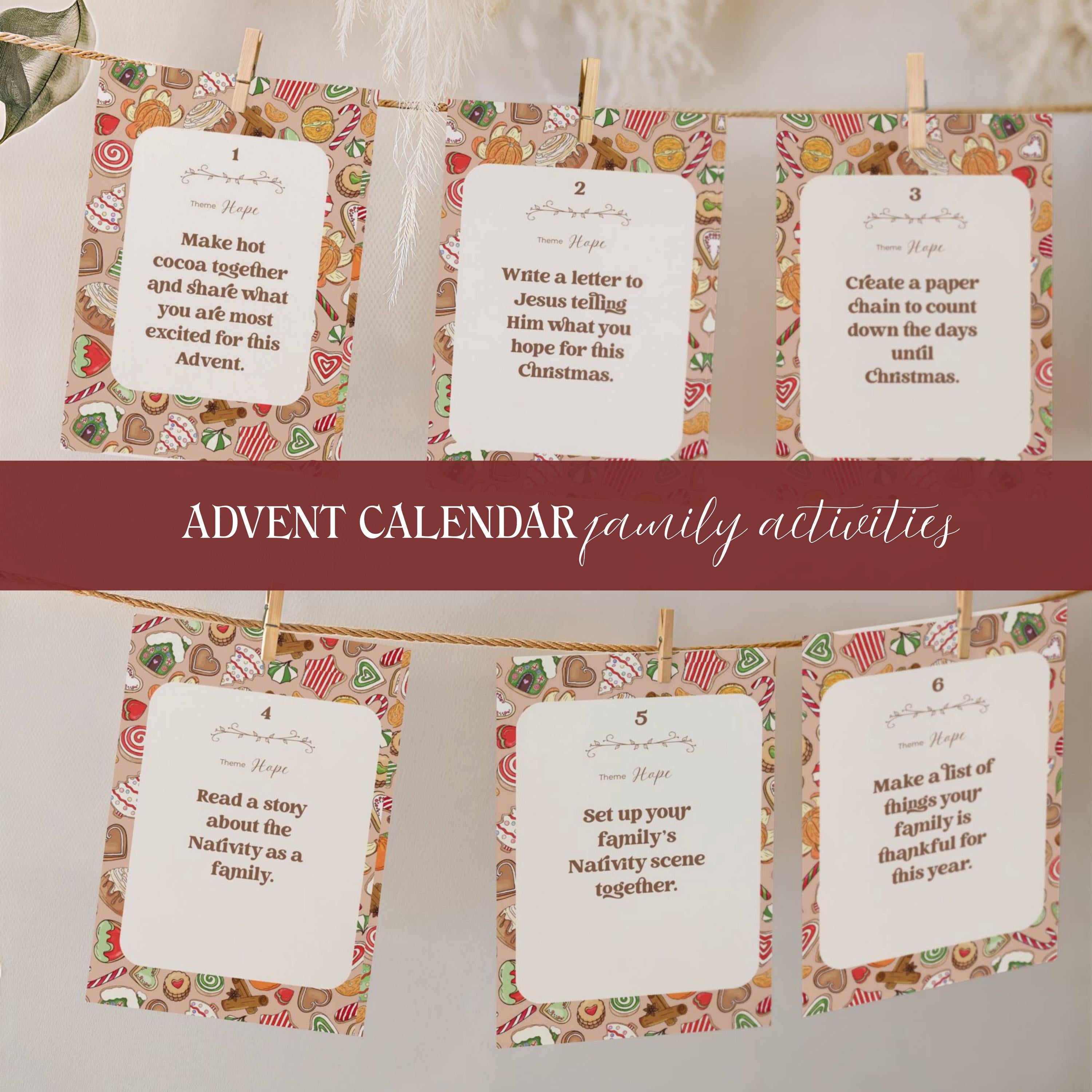 Printable Christmas Advent Calendar: 24 Family Activity Cards (Digital Download)