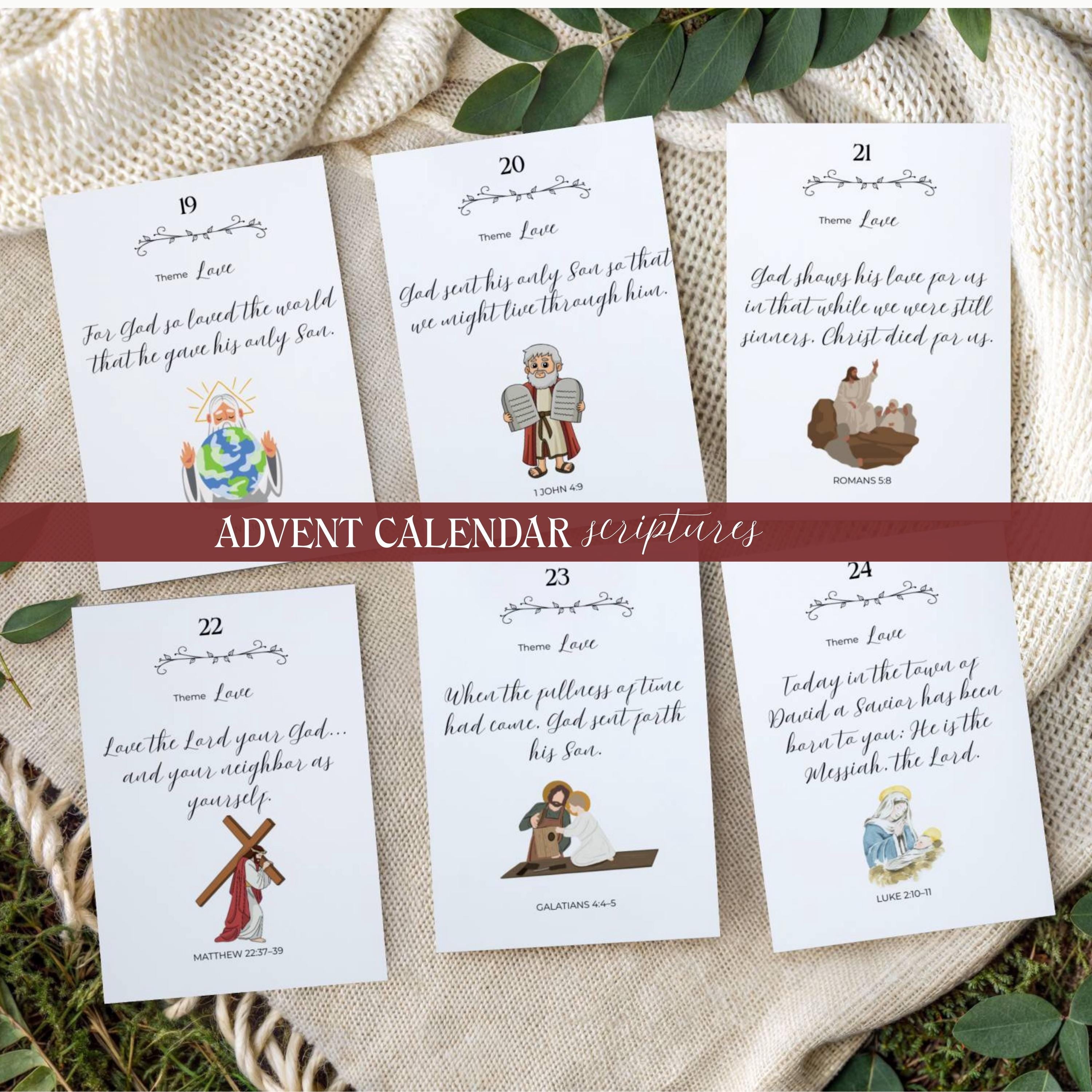 Printable Bible Verse Advent Calendar: Christian Family Scripture Cards (Digital Download)