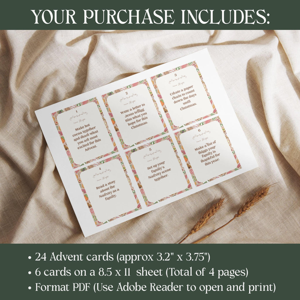 Printable Christmas Advent Calendar: 24 Family Activity Cards (Digital Download)