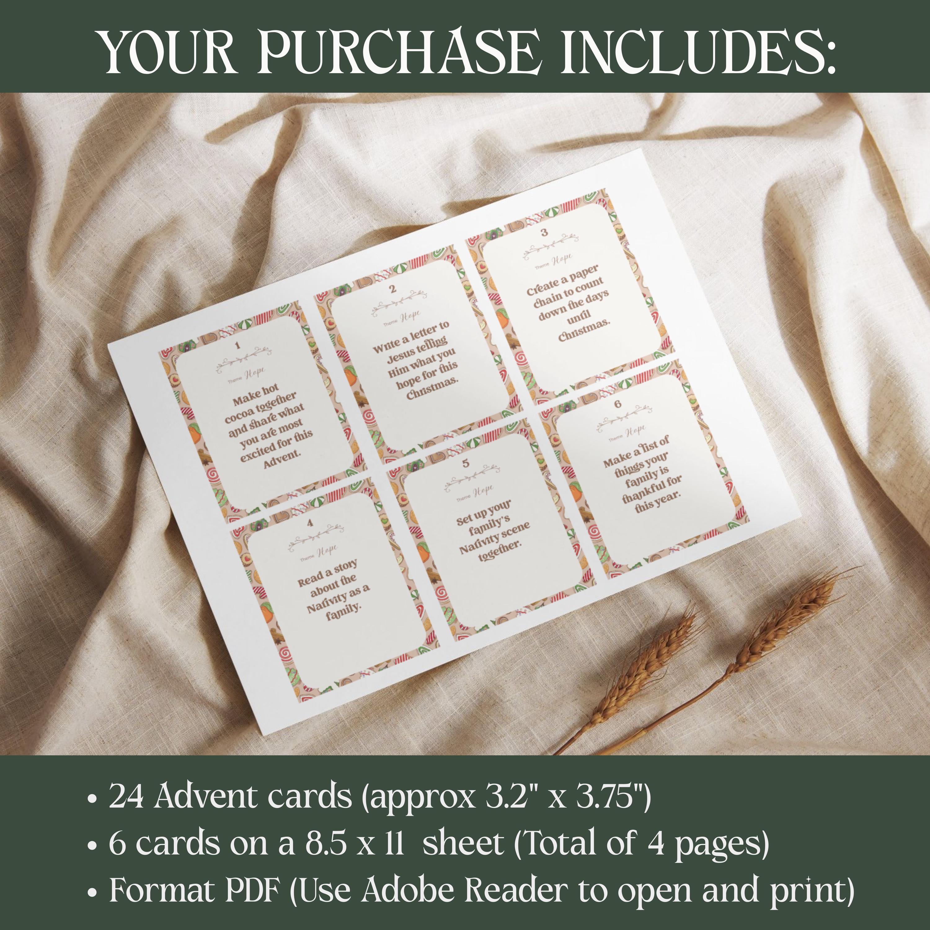 Printable Christmas Advent Calendar: 24 Family Activity Cards (Digital Download)