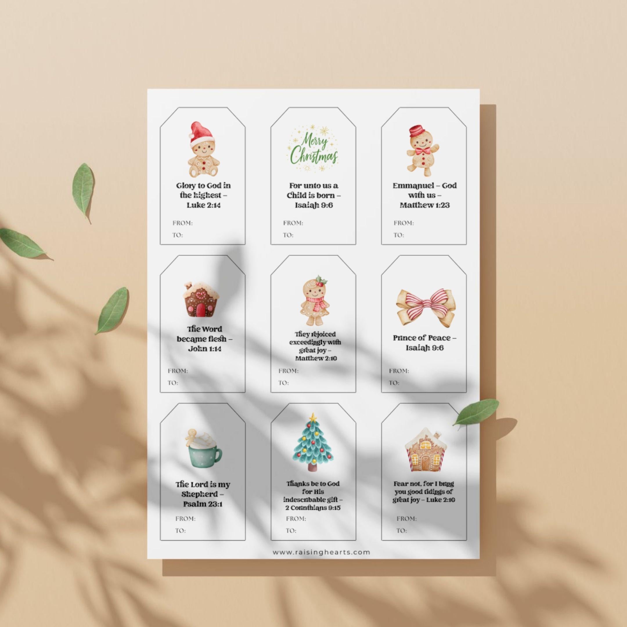 Christmas Cookie Gift Tags: 54 Printable Holiday Designs (Digital Download)