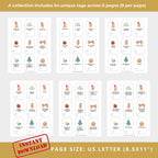 Christmas Cookie Gift Tags: 54 Printable Holiday Designs (Digital Download)