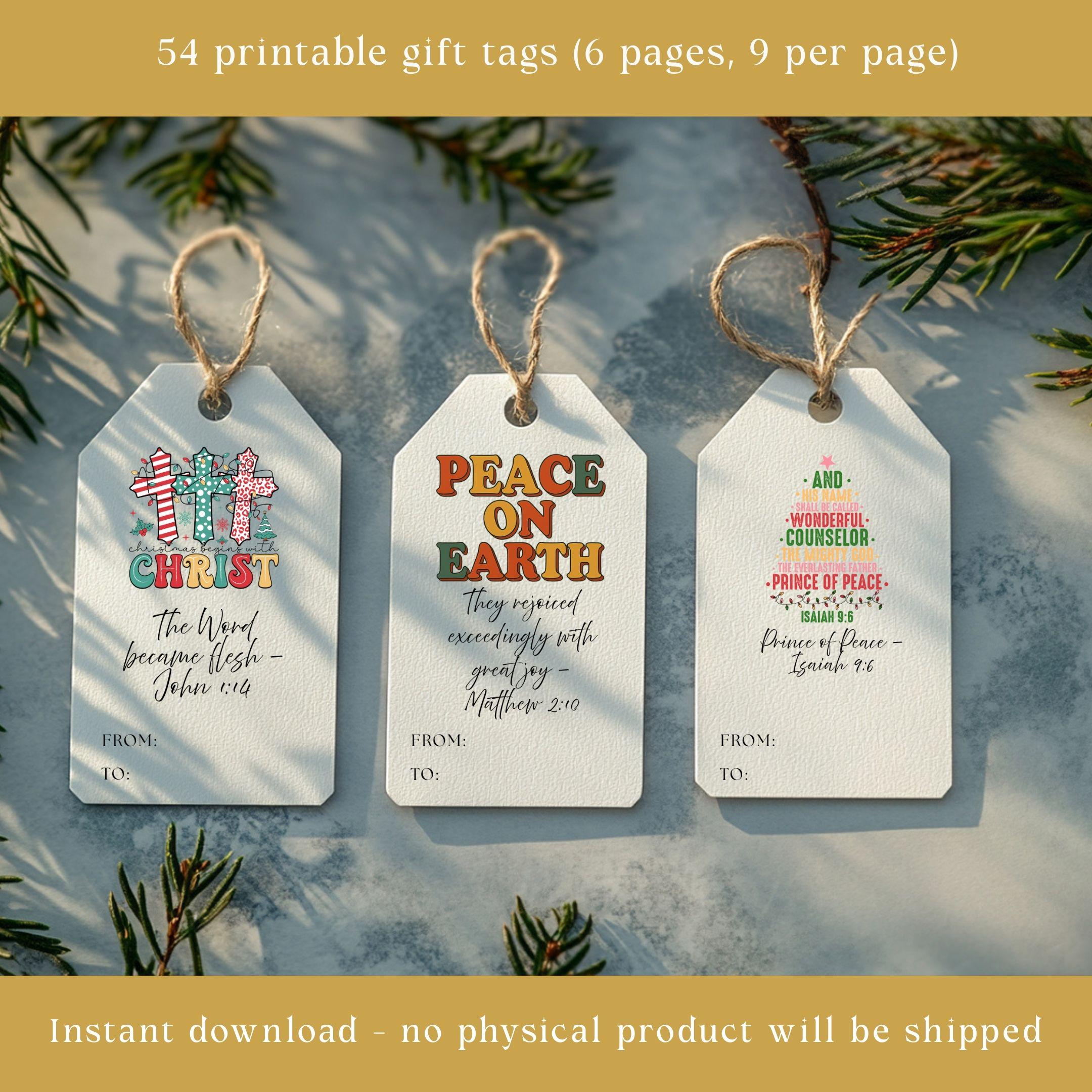 Retro 70s Christmas Gift Tags, Printable Holiday Wrapping (Digital Download)