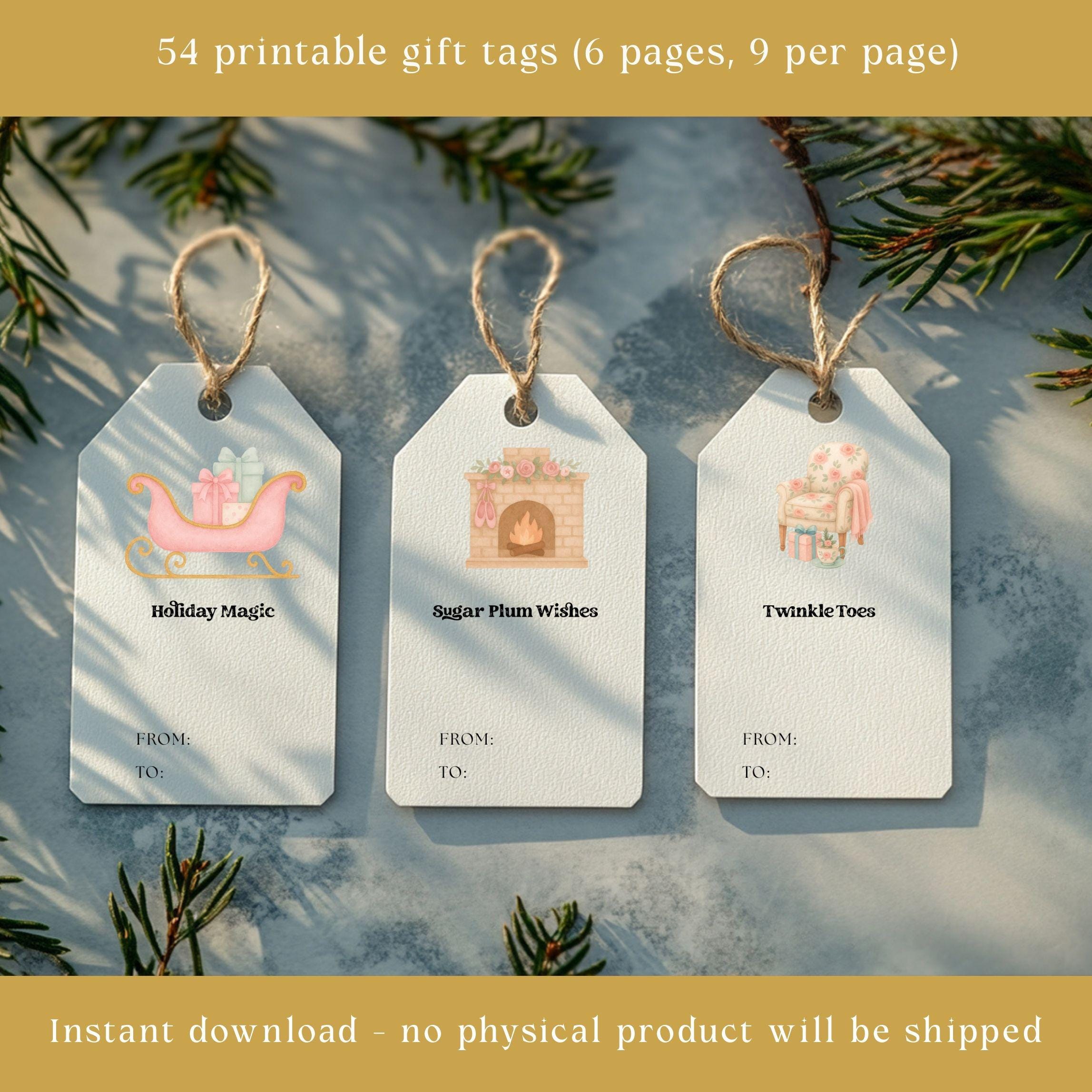 Nutcracker Ballet Gift Tags: 54 Printable Holiday Labels (Digital Download)