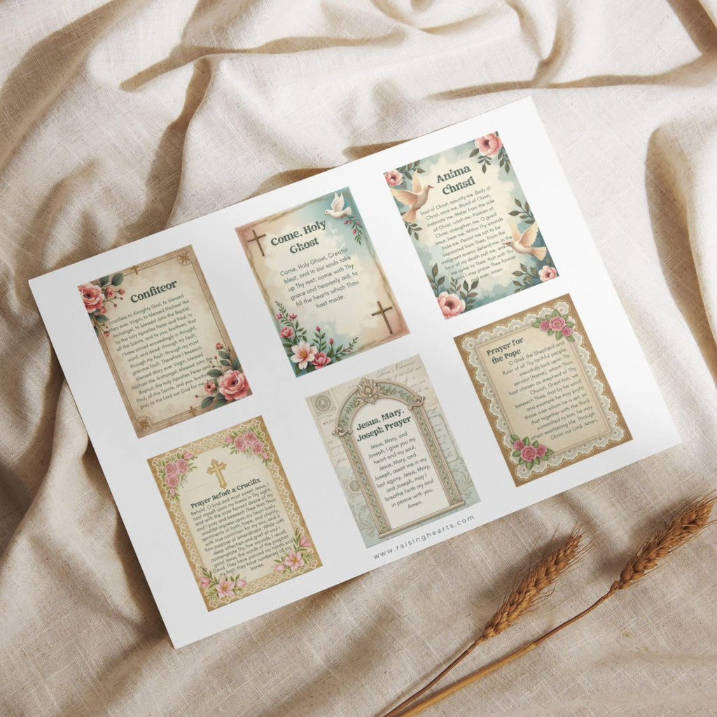 Catholic Prayer Cards: Vintage Shabby Chic, 30 Traditional Prayers (PDF)