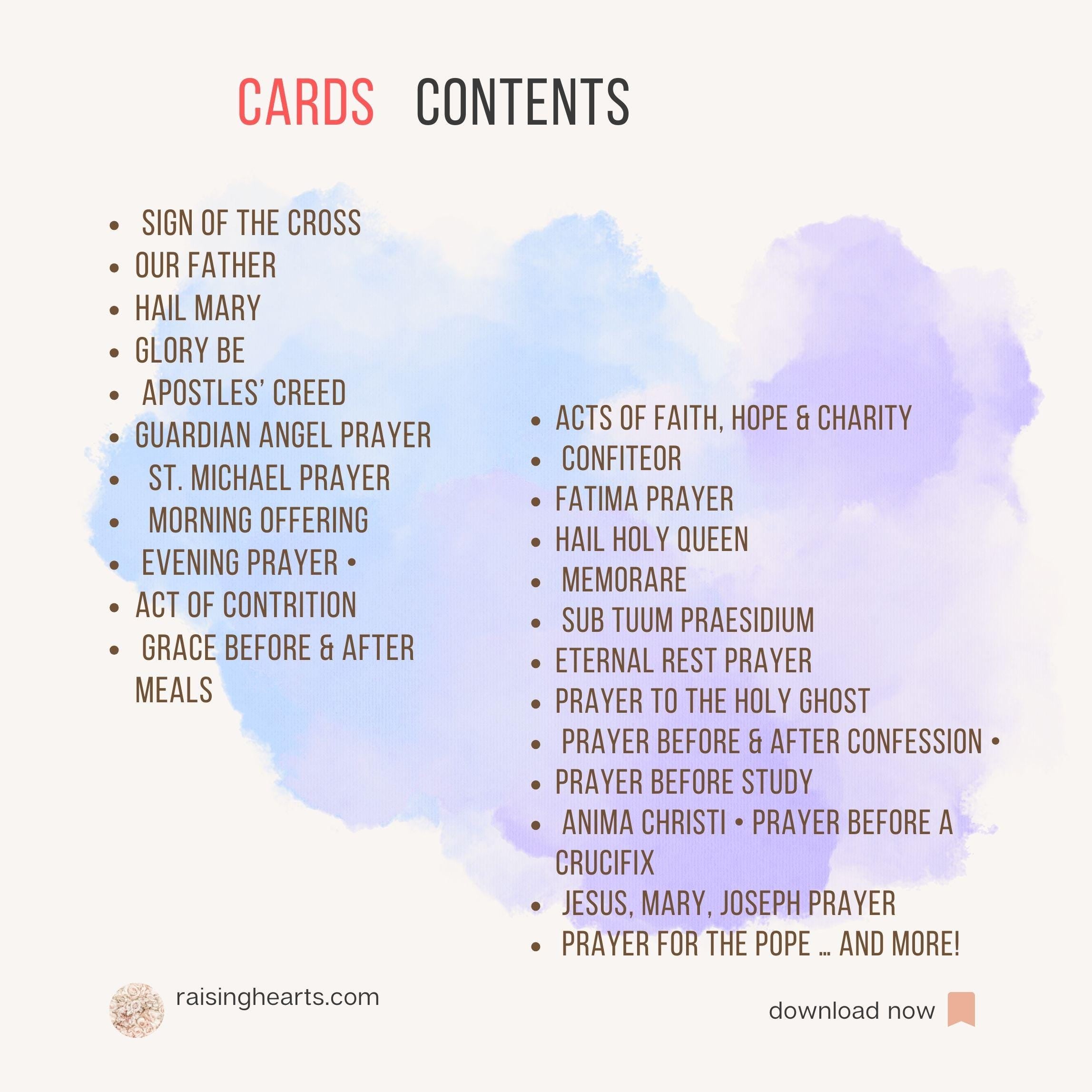 Catholic Prayer Cards: Vintage Shabby Chic, 30 Traditional Prayers (PDF)
