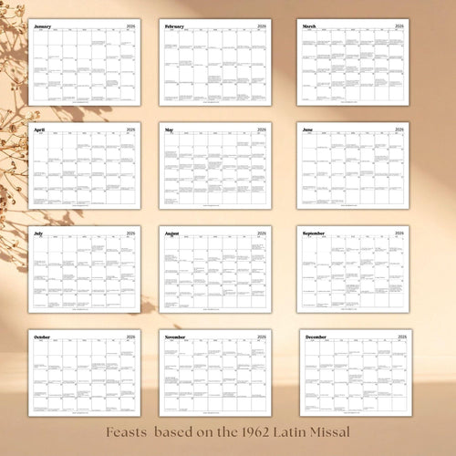 2026 Traditional Catholic Calendar: Latin Mass Feasts (Letter Size PDF)