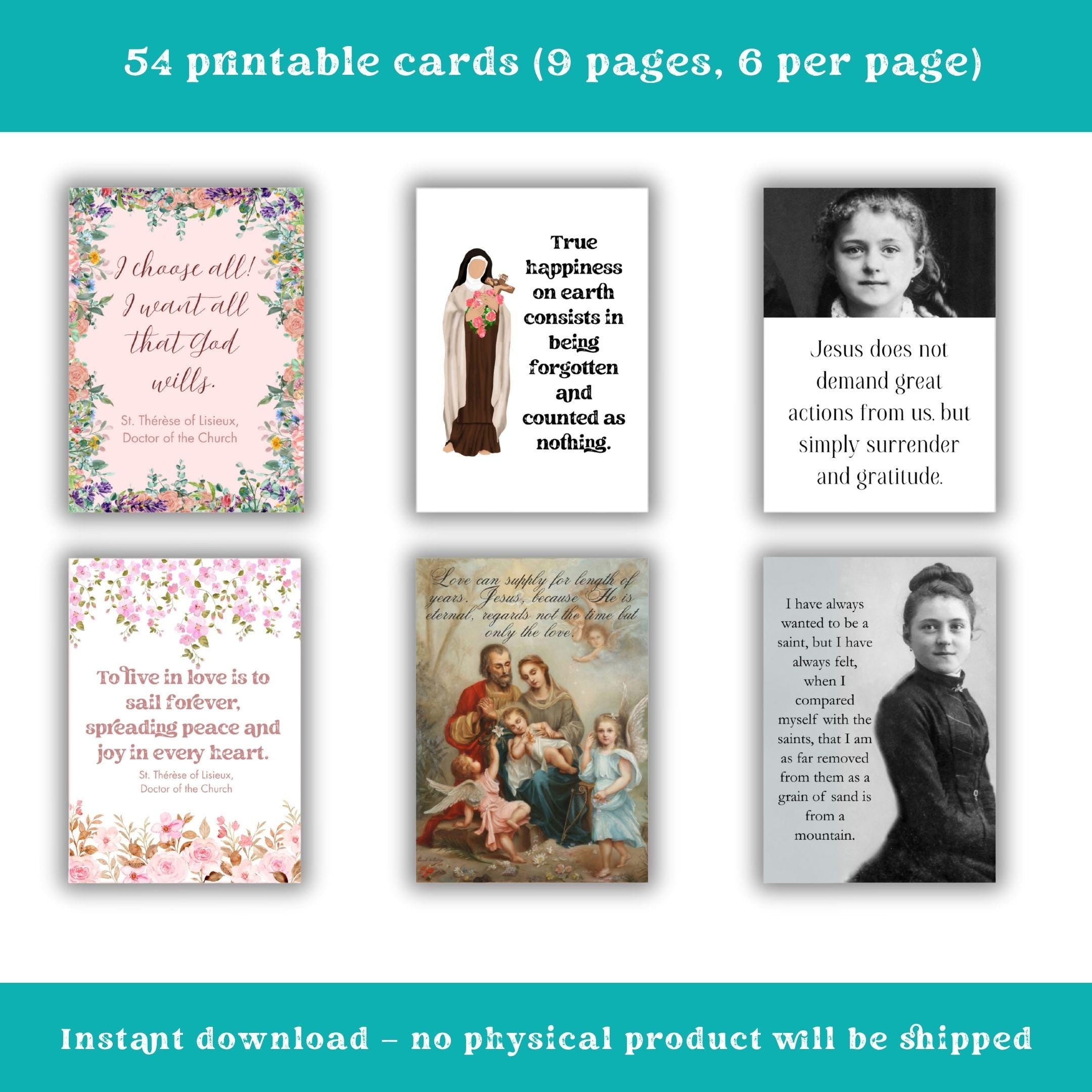 54 Saint Thérèse Quotes | Weekly Catholic Inspiration | Printable PDF | Instant Digital Download