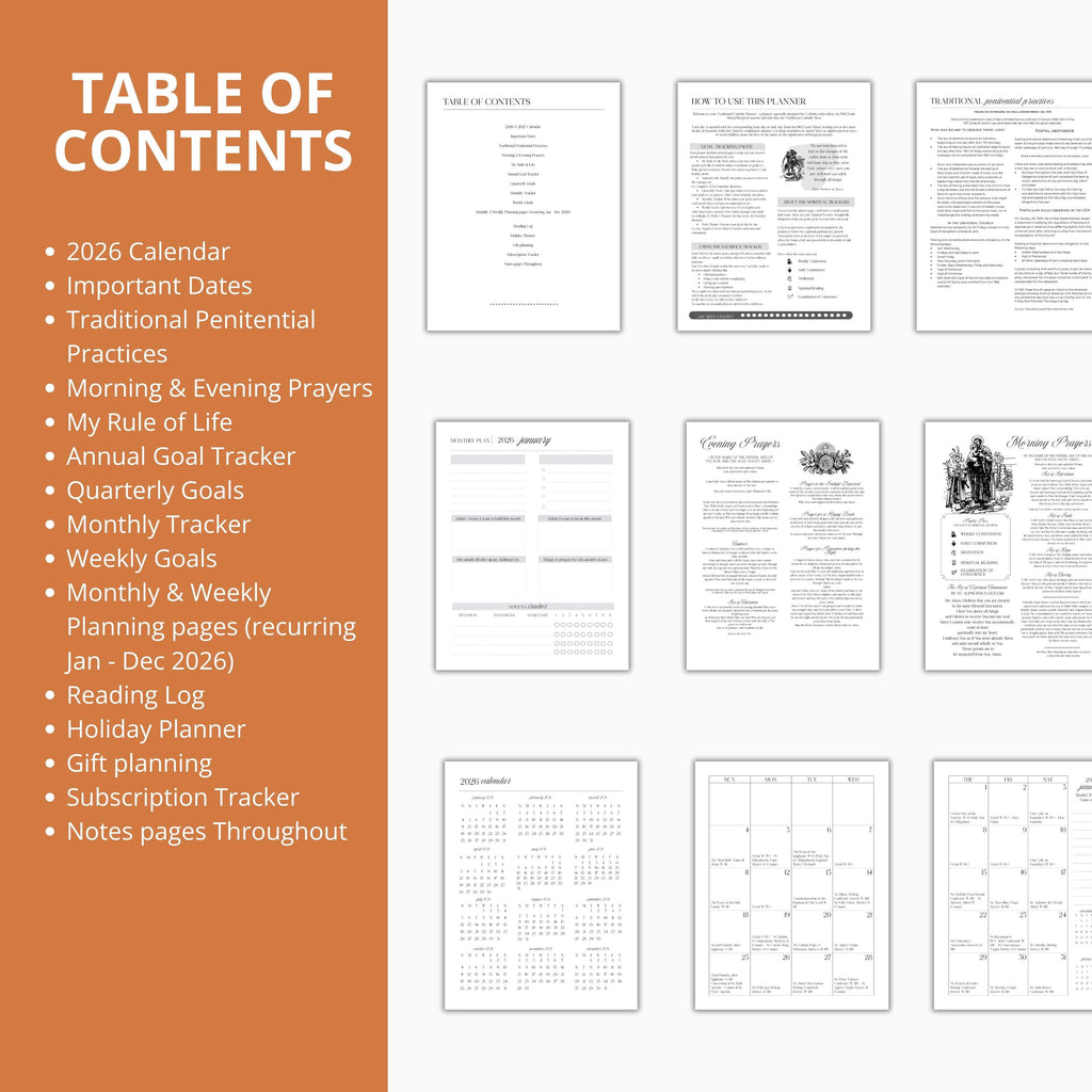 2026 Traditional Catholic Planner: Latin Mass Calendar, Vertical Layout (PDF Printable 8.5x11 Letter Size)