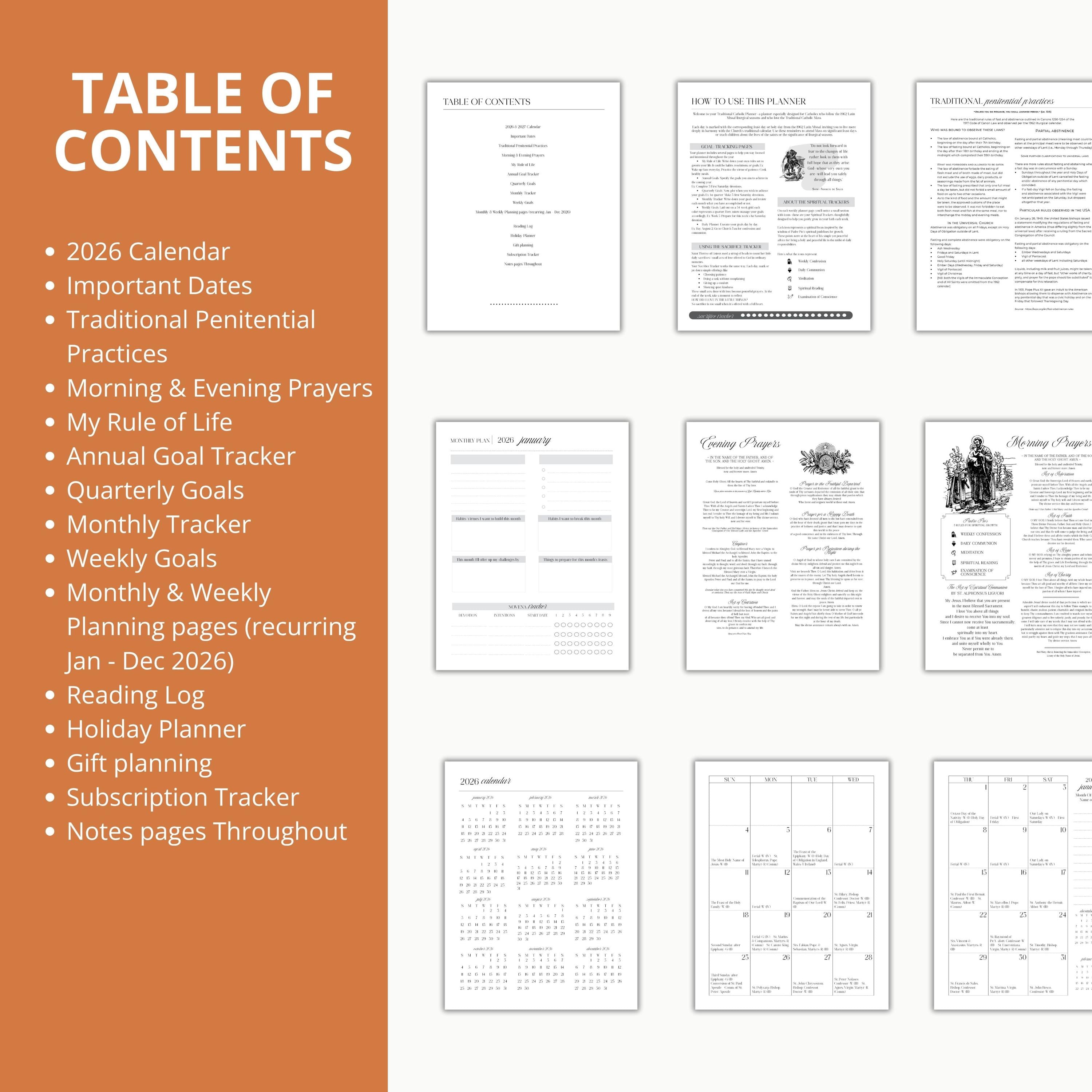 2026 Traditional Catholic Planner: Latin Mass Calendar, Vertical Layout (PDF Printable 8.5x11 Letter Size)