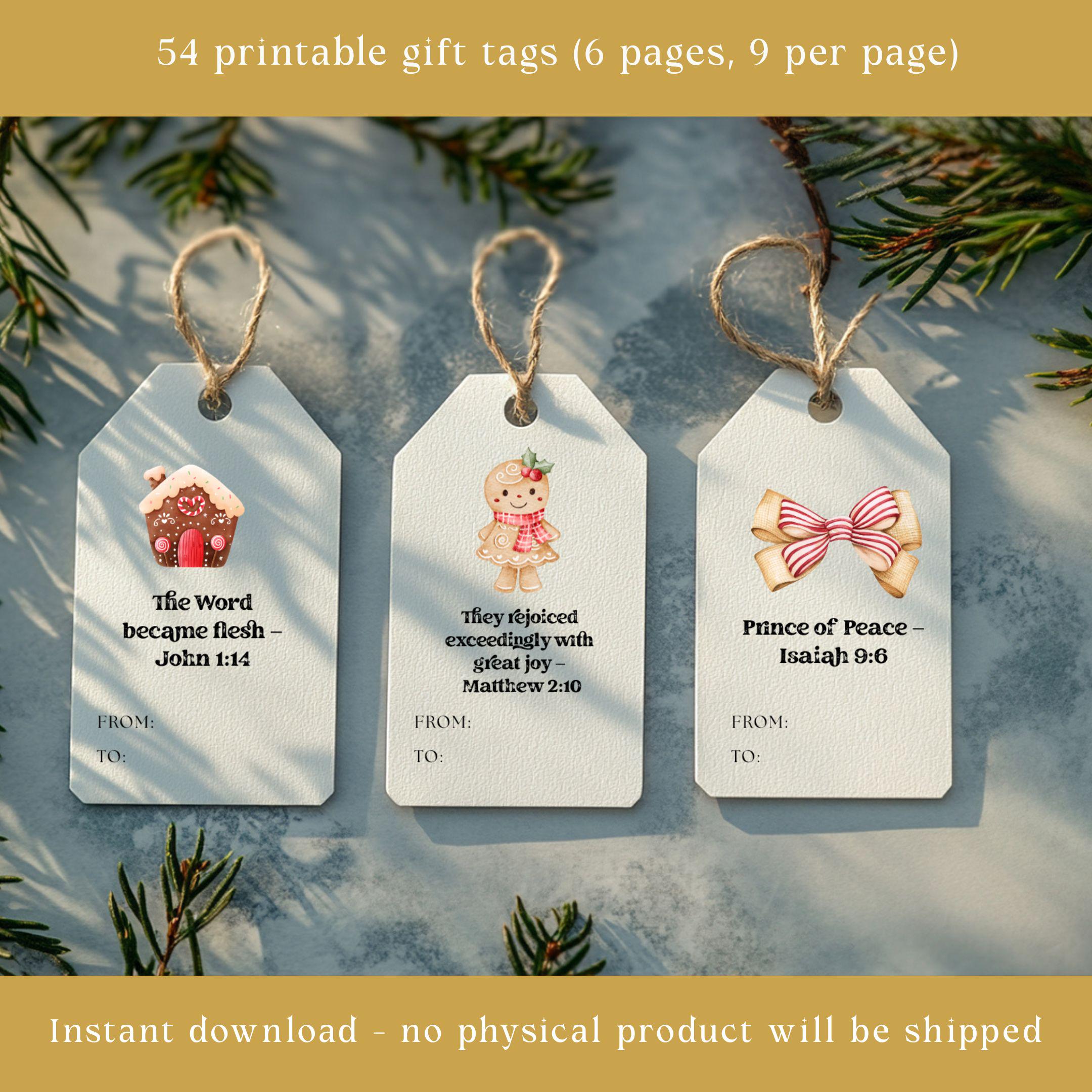 Christmas Cookie Gift Tags: 54 Printable Holiday Designs (Digital Download)